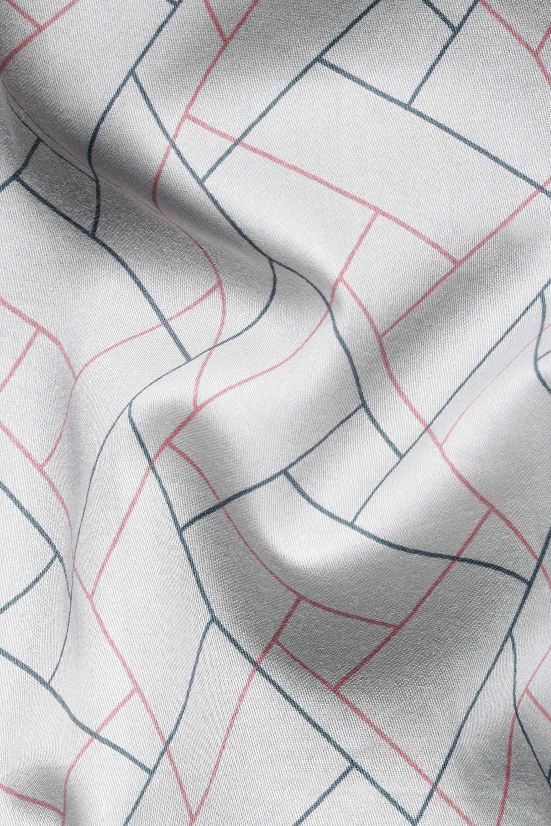 Nickel Grey and Petite Pink Geometric Print Subtle Sheen Super Soft Premium Cotton Shirt