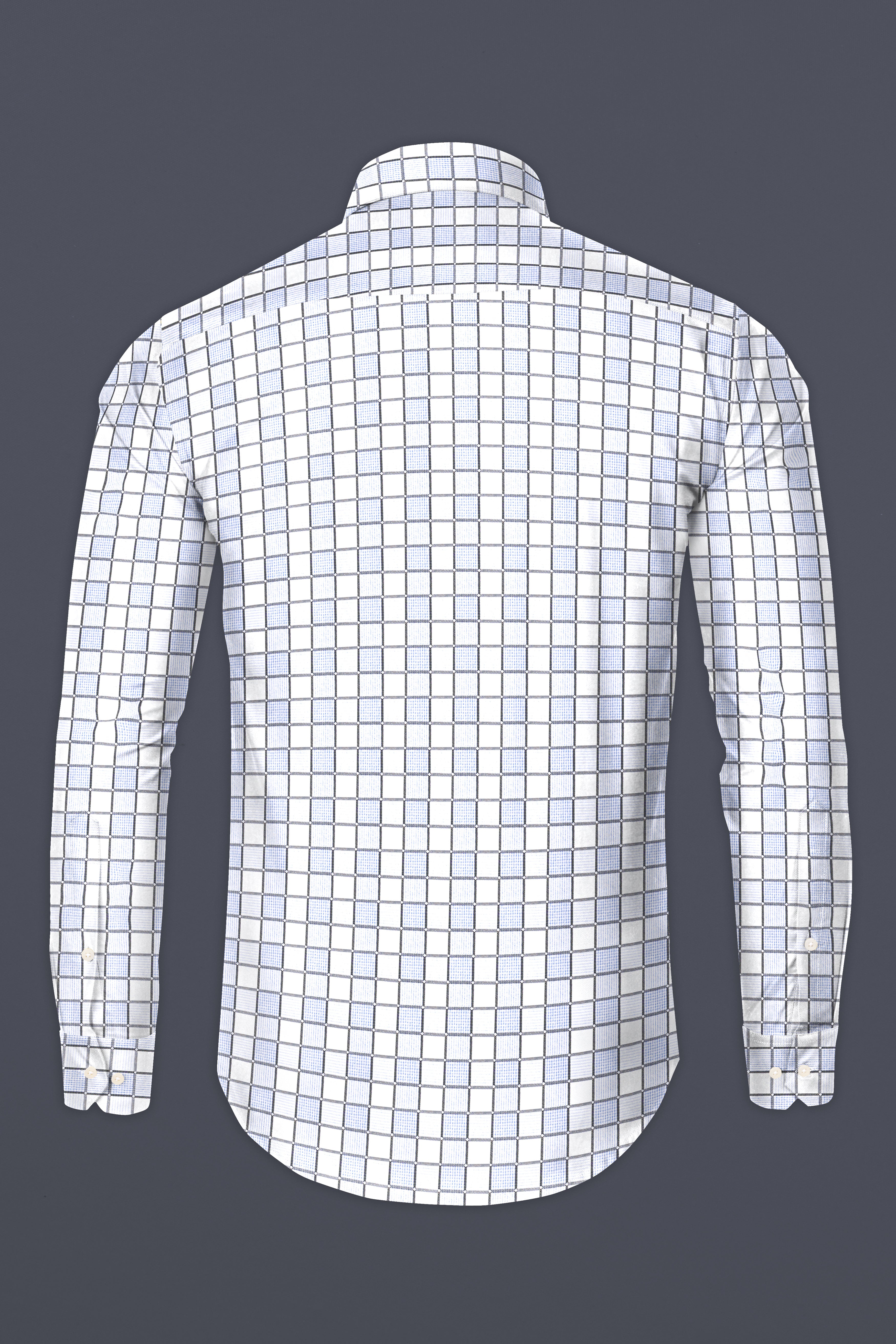 Casper Blue and White Checkered Dobby Textured Premium Giza Cotton Shirt