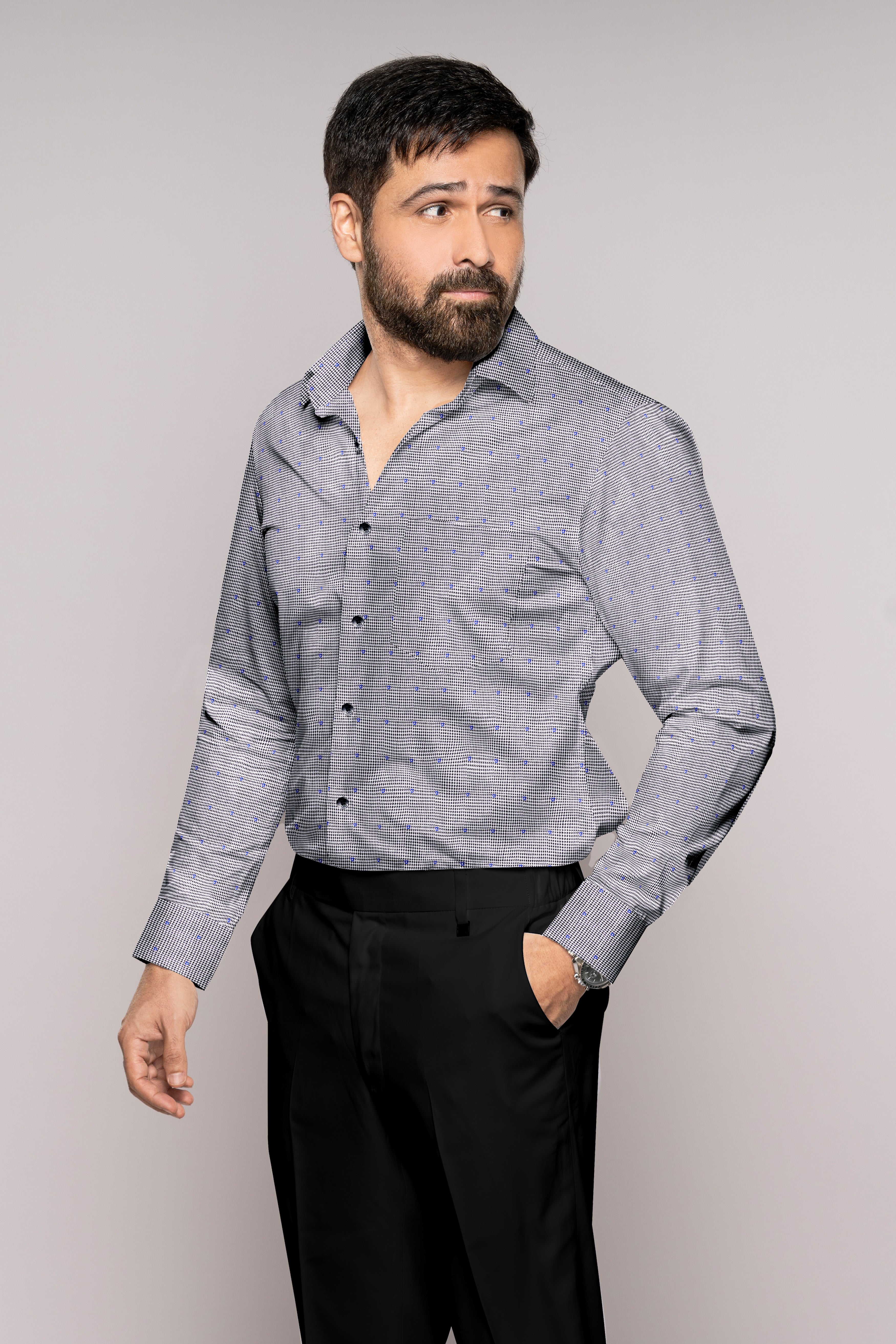 Concord Gray and Scampi Blue Houndstooth Shirt