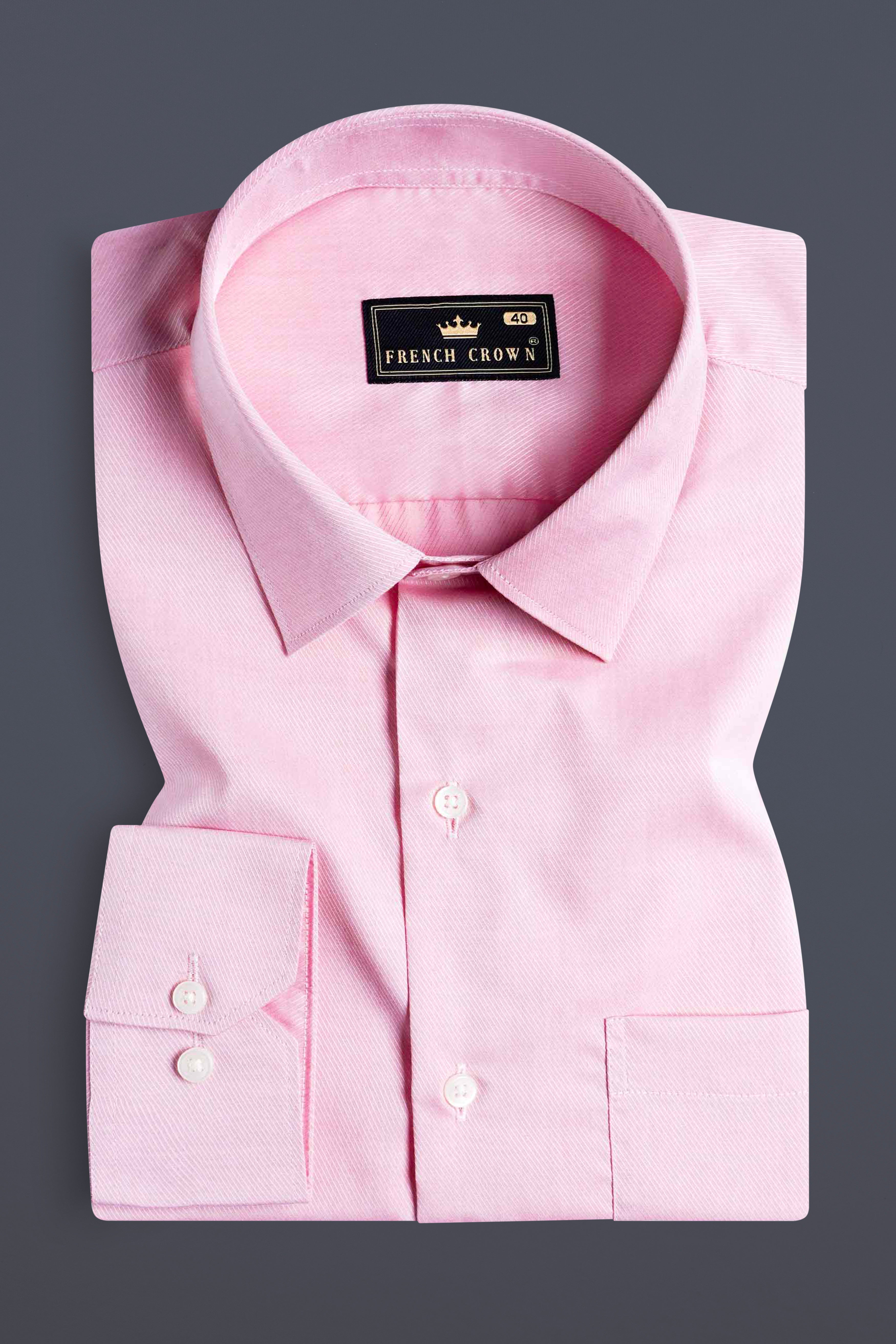 Pastel Pink Twill Premium Cotton Shirt