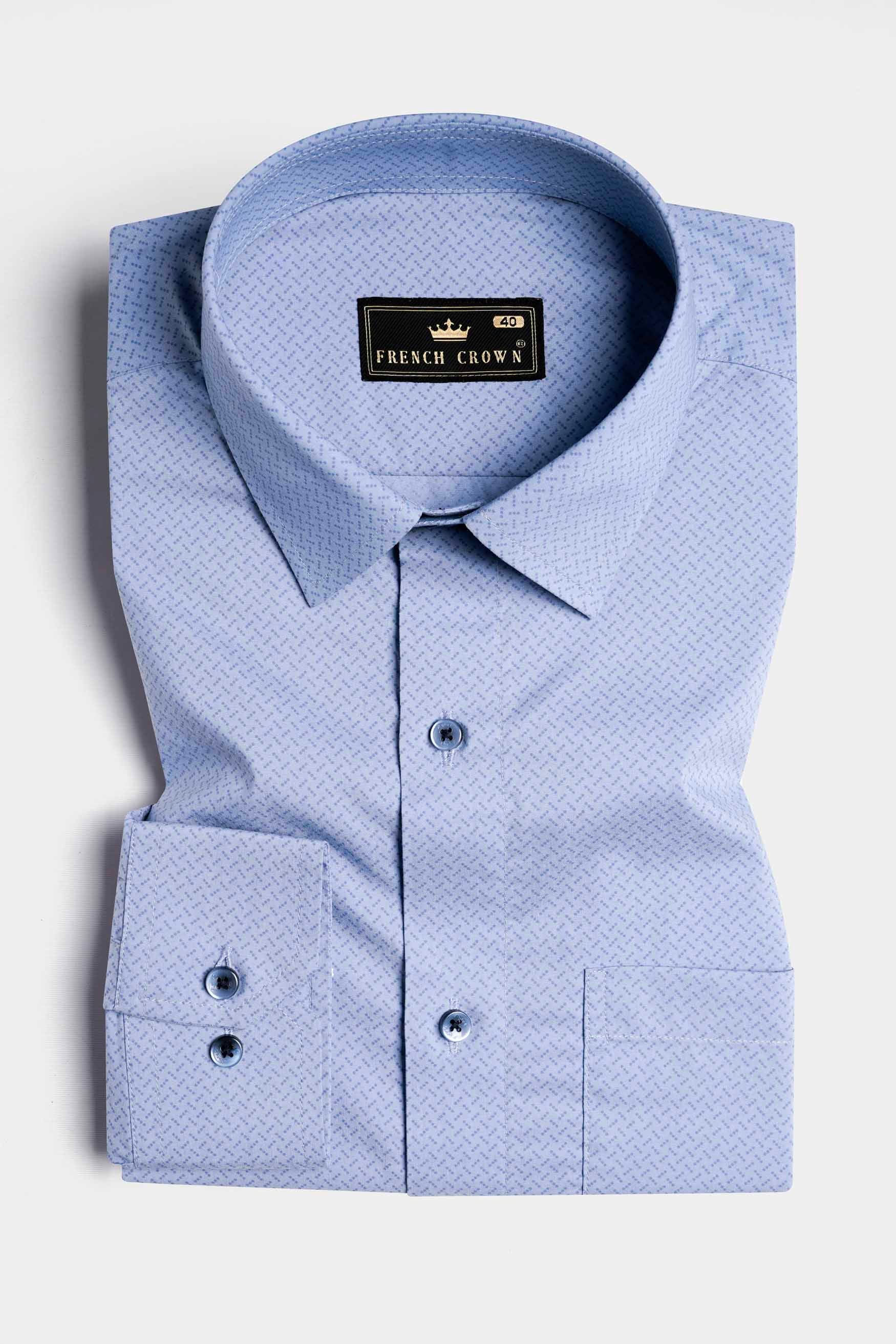 Cloudy Blue and Glaucous Blue Premium Cotton Shirt