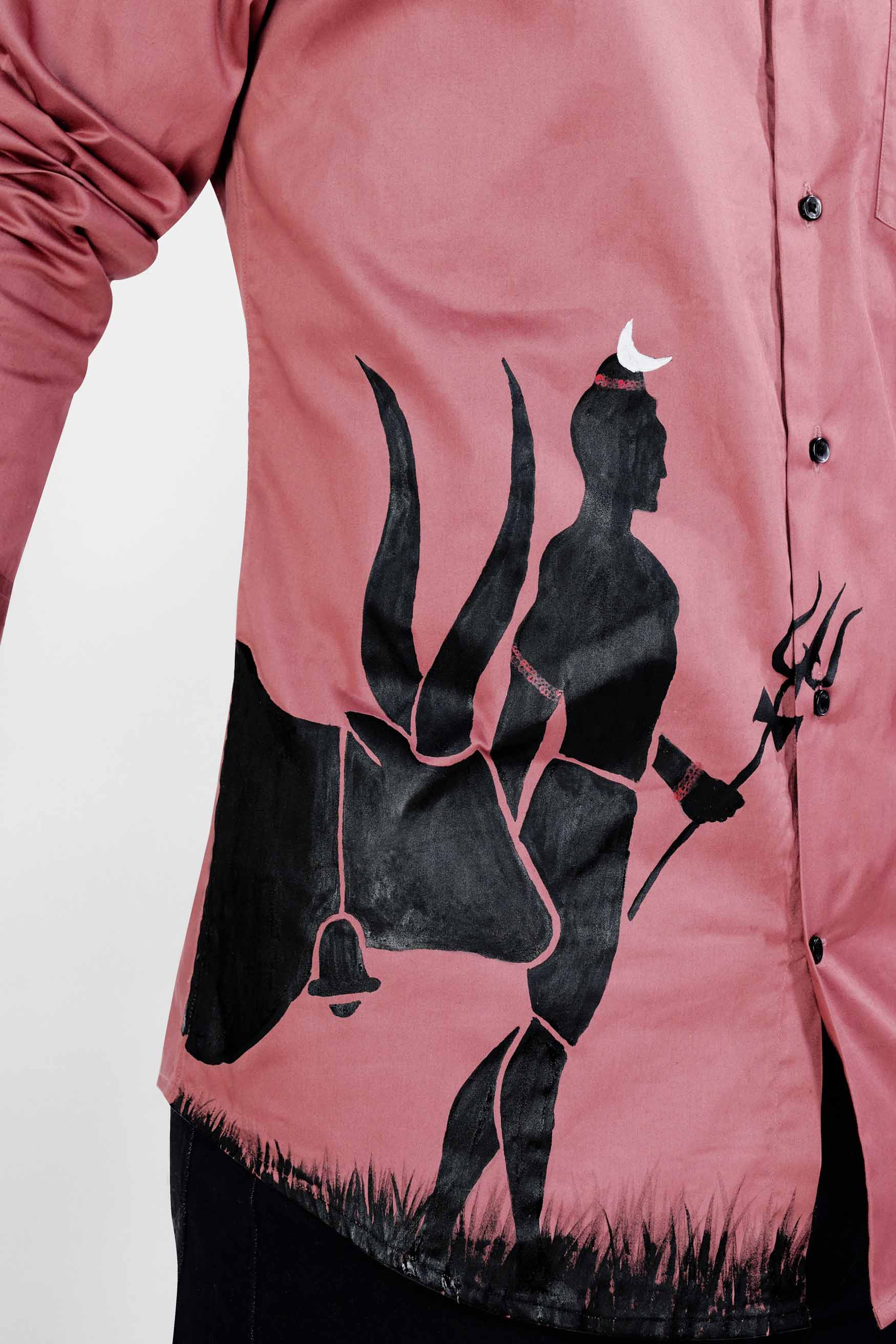 Contessa Pink Lord Shiva and Nandi Hand Painted Super Soft Premium Cotton Designer Shirt