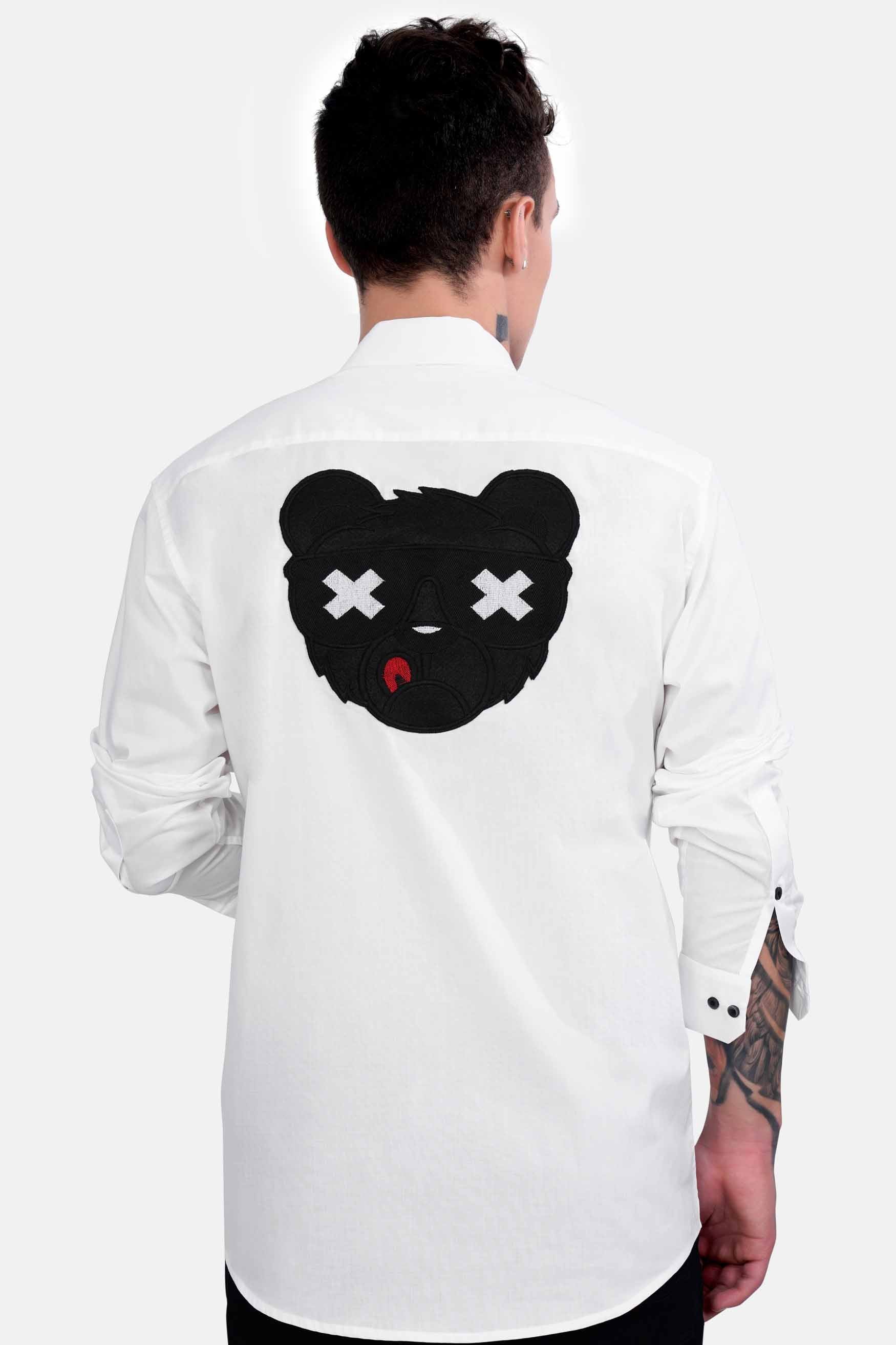 Bright White Funky Patchwork Premium Cotton Designer Shirt