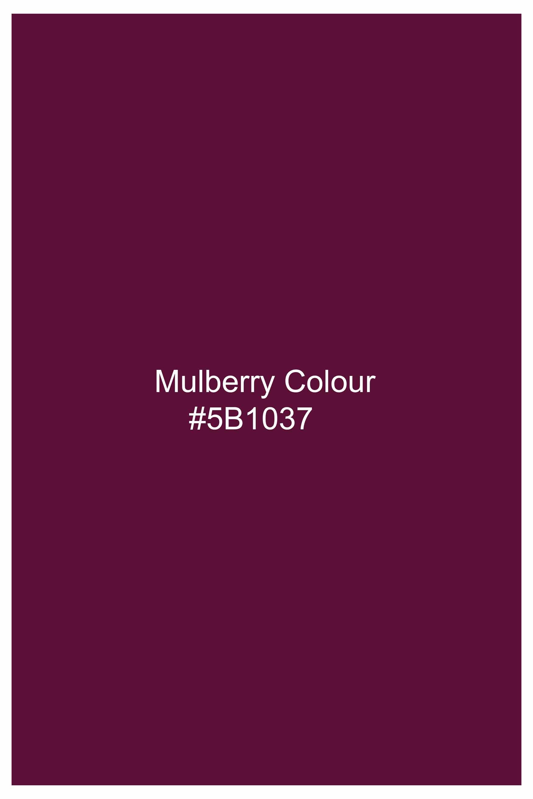 Mulberry Wine Leaves Embroidered Two Tone Royal Oxford Designer Shirt