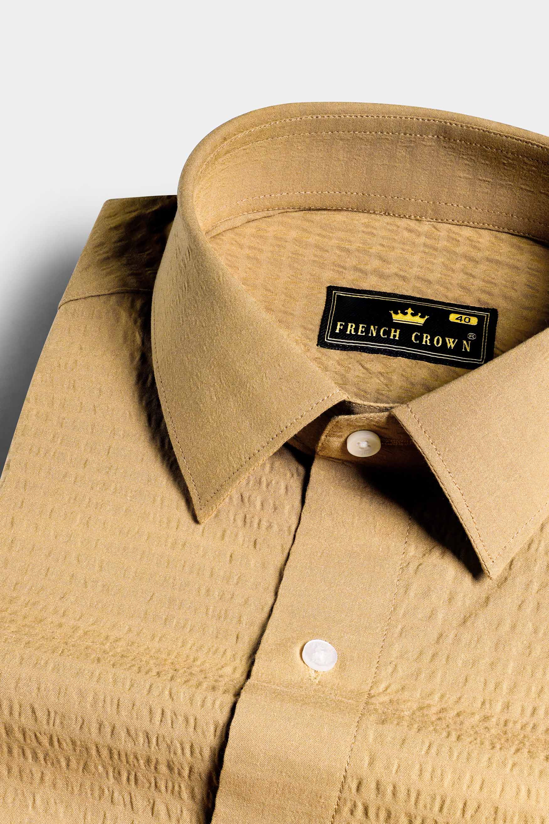 Chalky Brown Dobby Textured Premium Giza Cotton Shirt