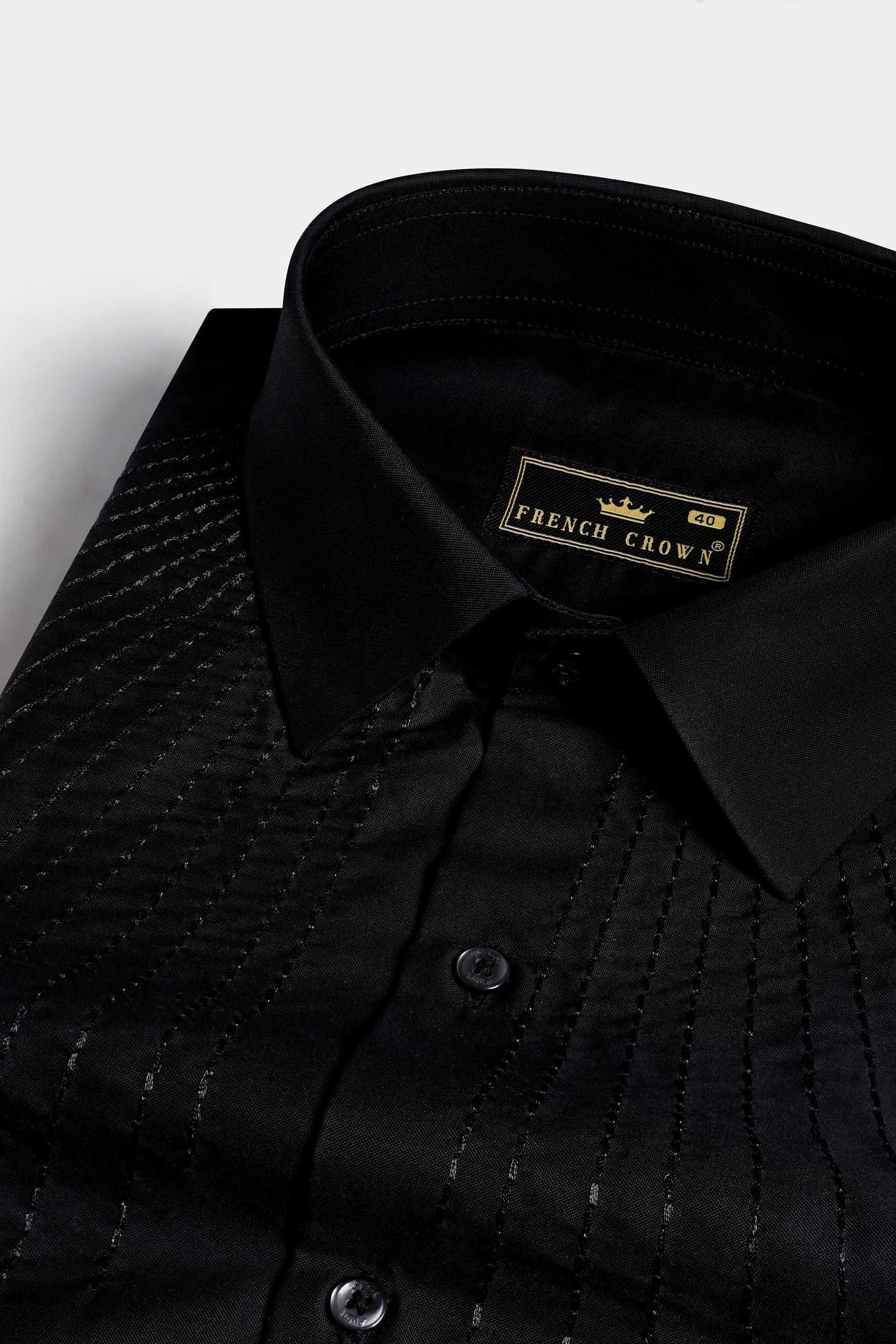 Jade Black Embroidered Royal Oxford Designer Shirt