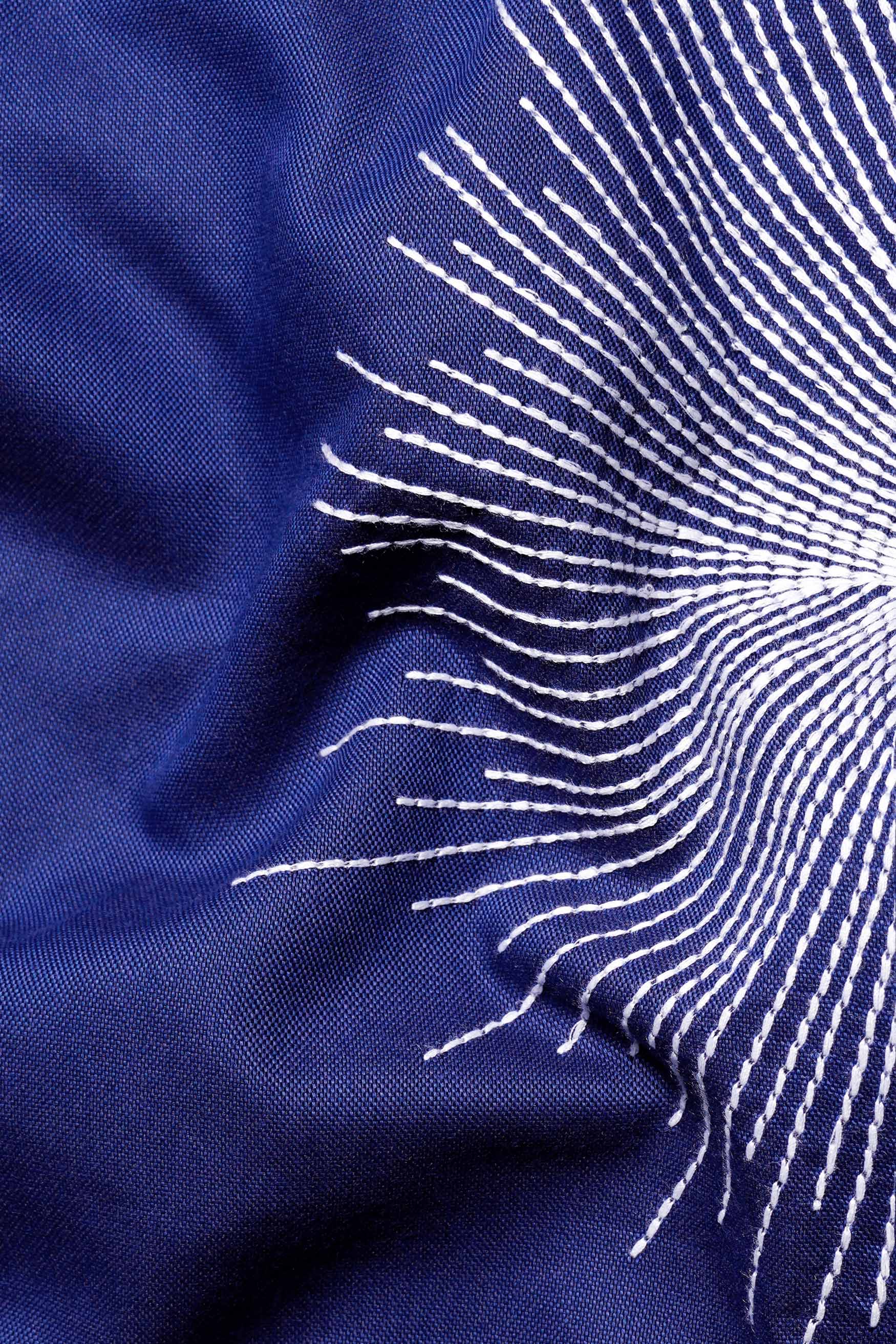 Nile Blue Embroidered Royal Oxford Designer Shirt
