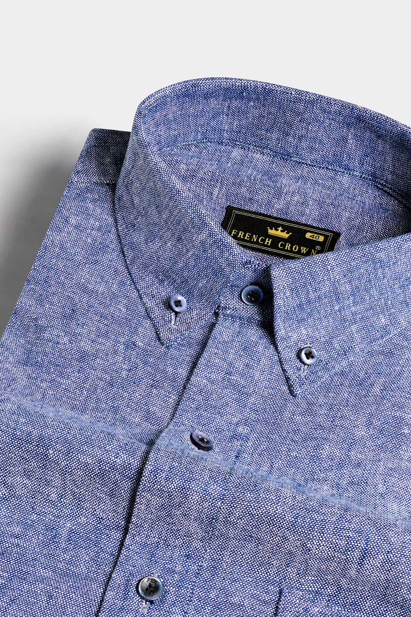 Hoki Blue Luxurious Linen Button Down Shirt
