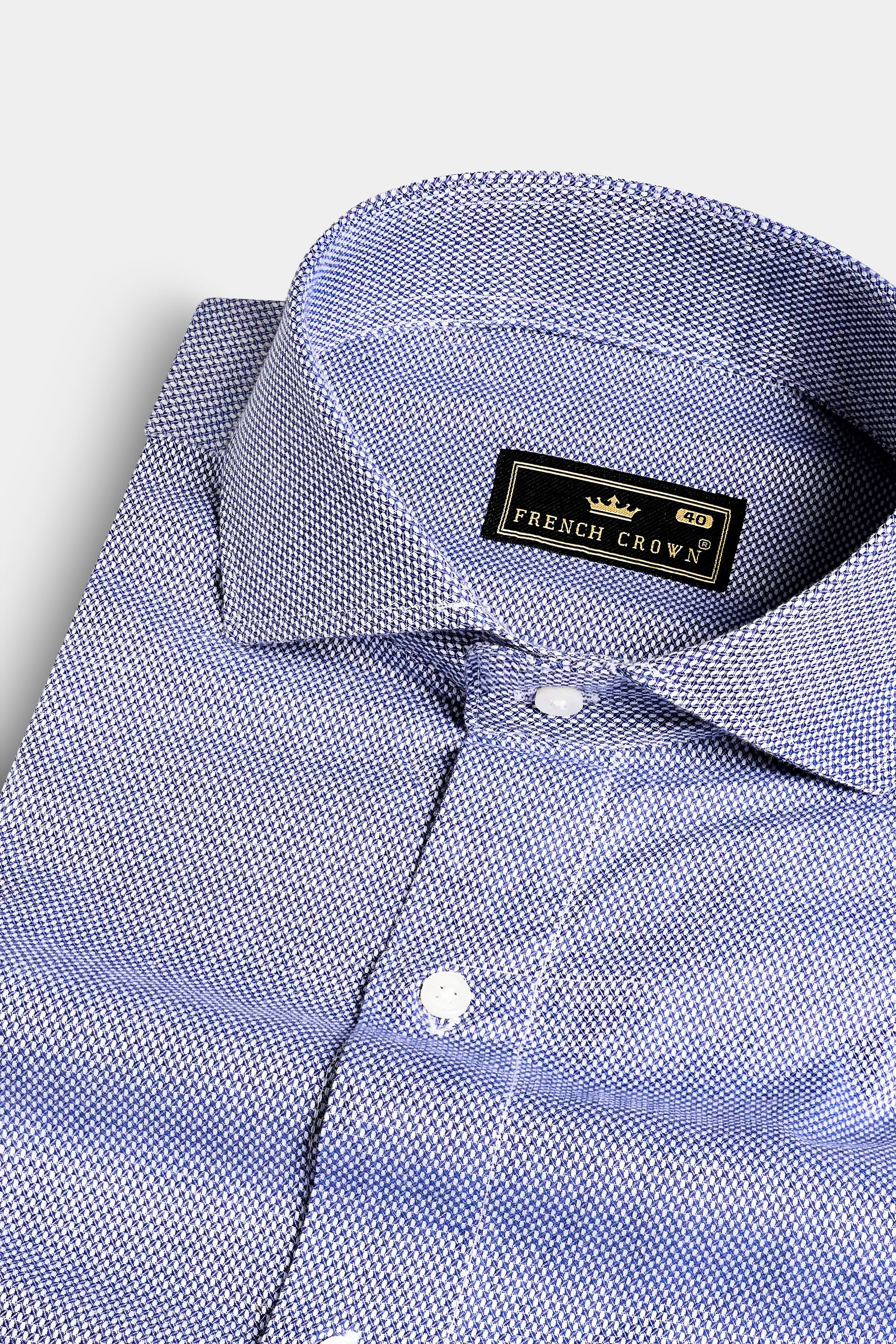 Yonder Blue Dobby Textured Premium Giza Cotton Shirt