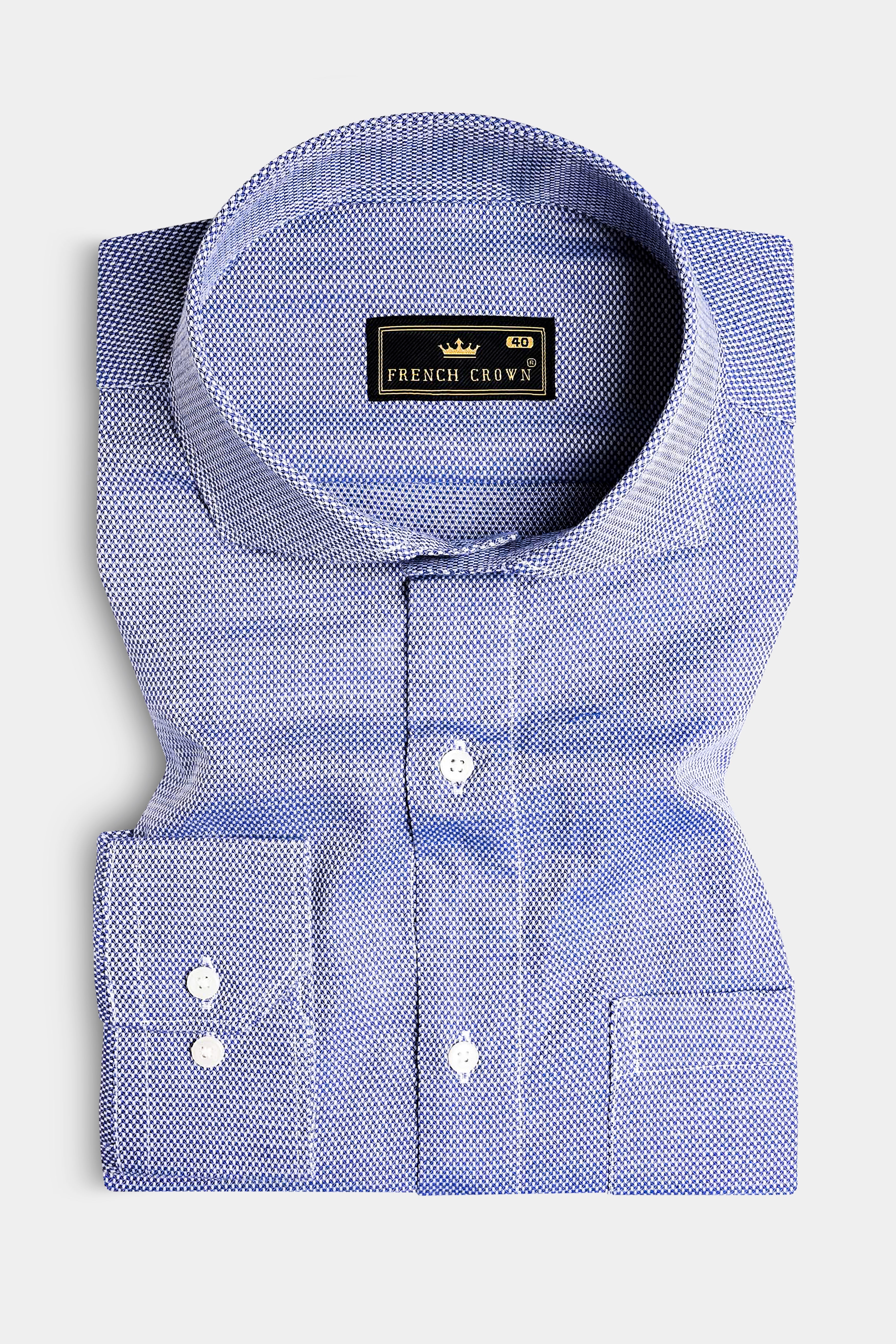 Yonder Blue Dobby Textured Premium Giza Cotton Shirt