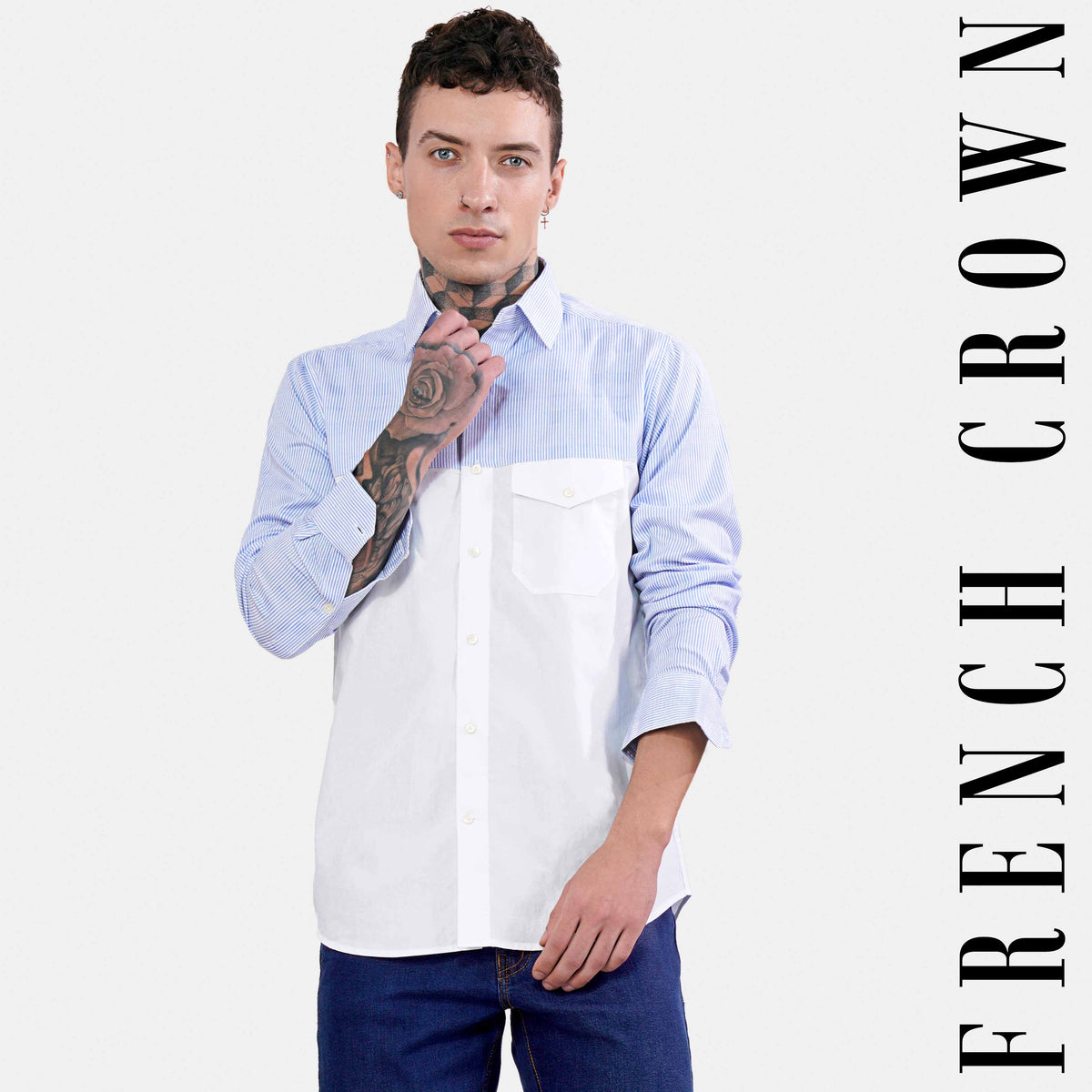Chitwode Chetwode Blue Casual Stripes Premium Cotton Shirt For Men