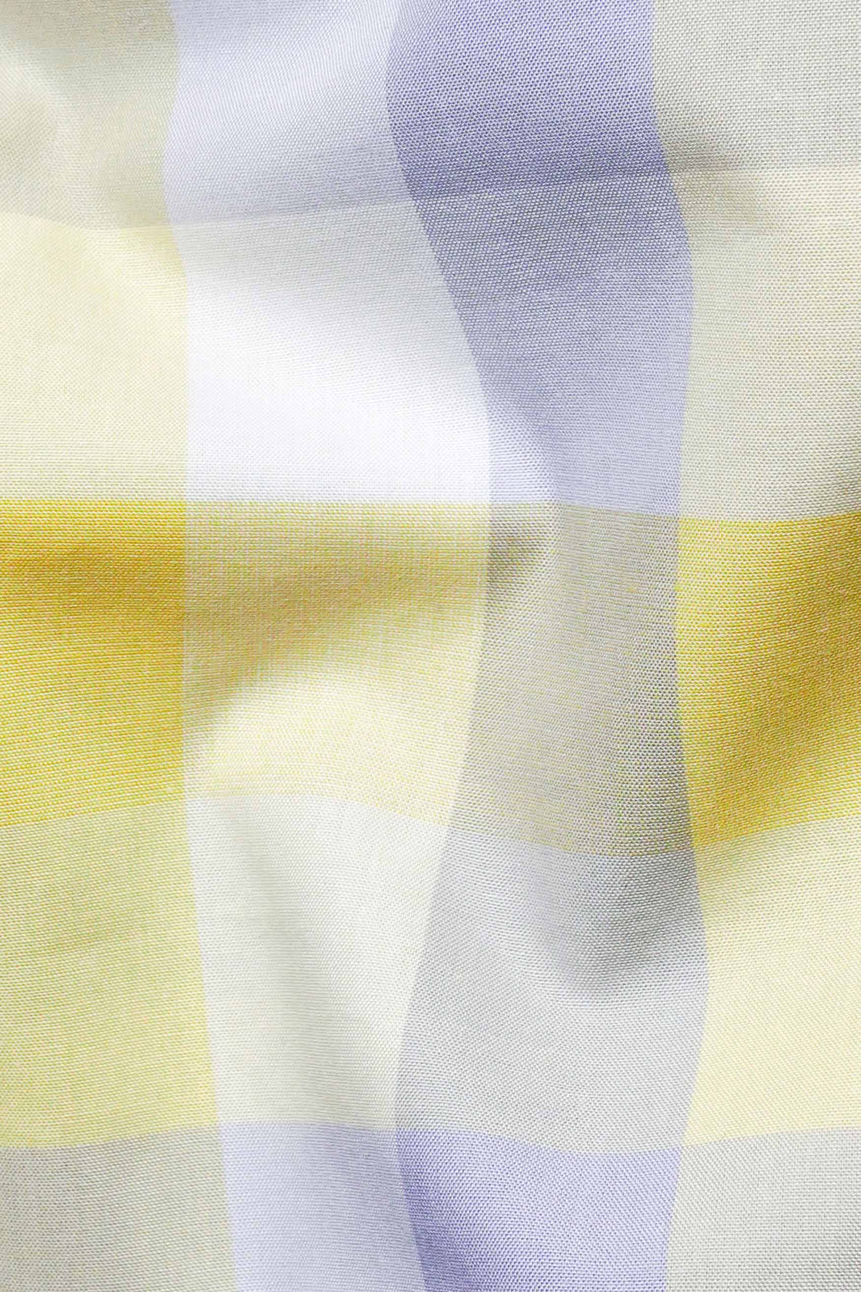 Primrose Yellow and Heather Gray Checked Premium Cotton Shirt