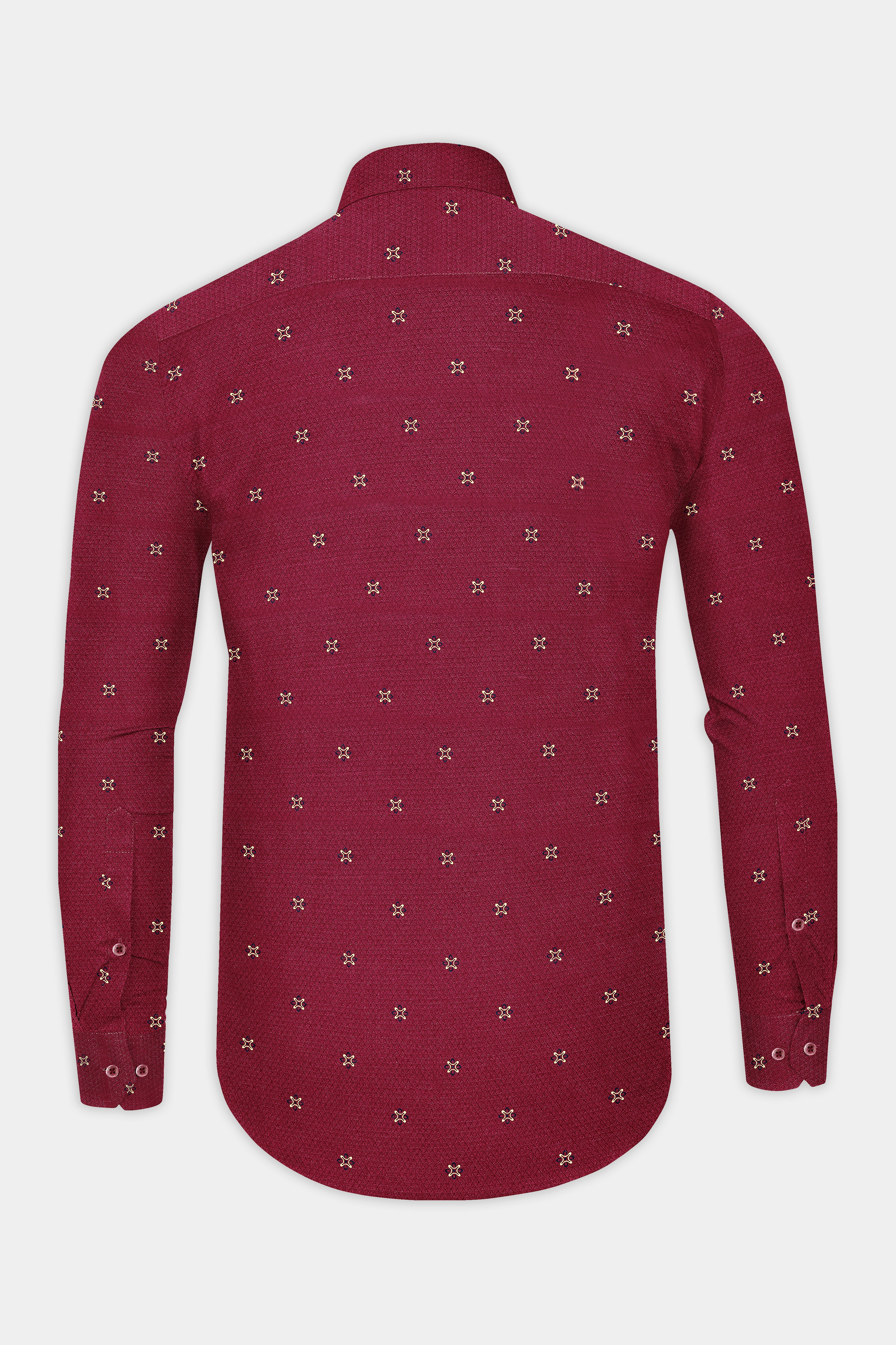 Burgundy Maroon Dobby Textured Premium Giza Cotton Shirt