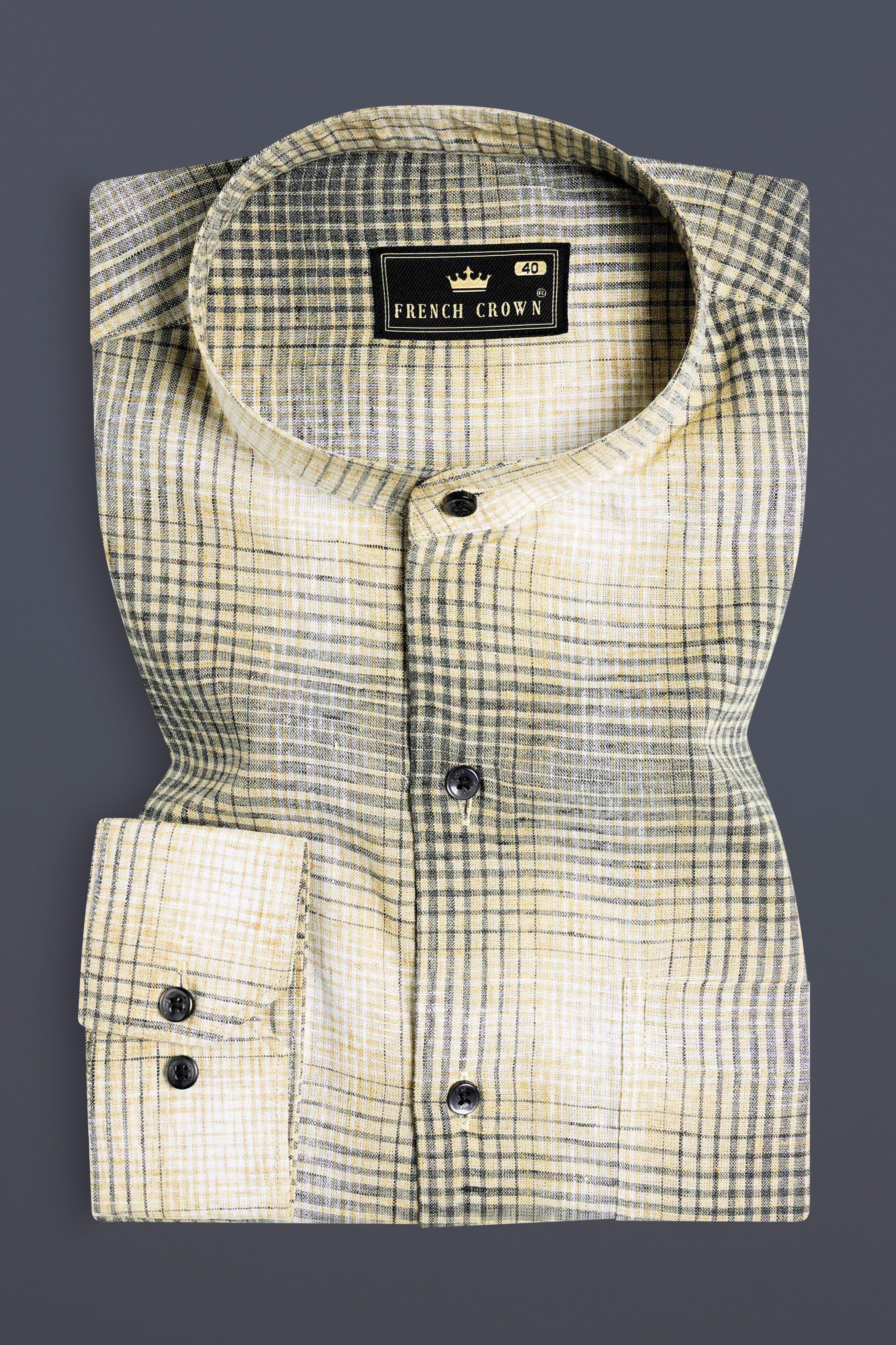 Chalky Brown and White Checkered Luxurious Linen Shirt