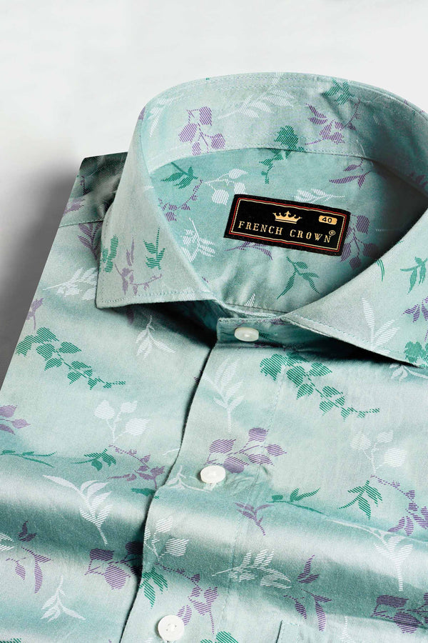 Sinbad Blue Multicolour Ditsy Printed Subtle Sheen Super Soft Premium Cotton Shirt