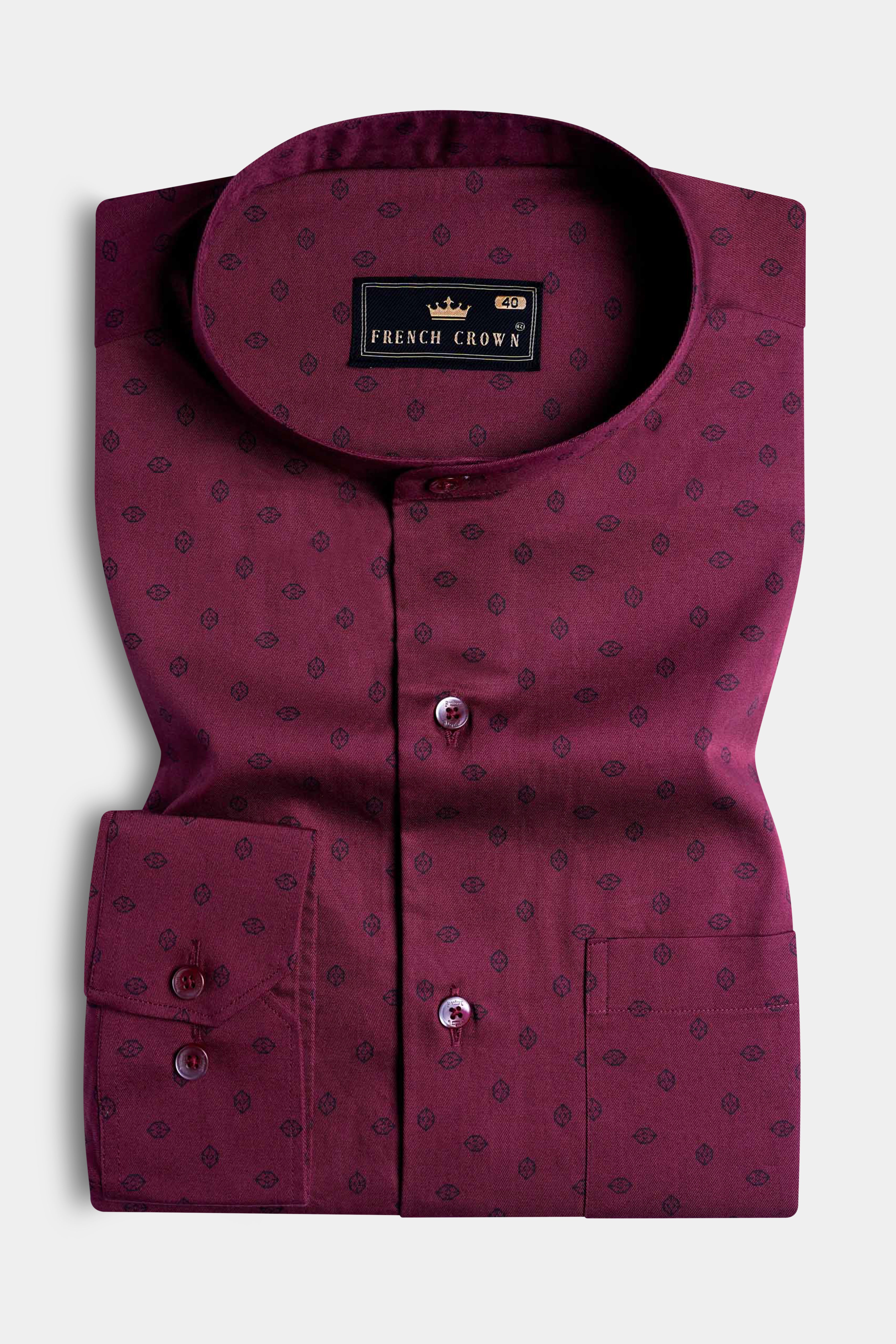 Bordeaux Wine Printed Royal Oxford Shirt