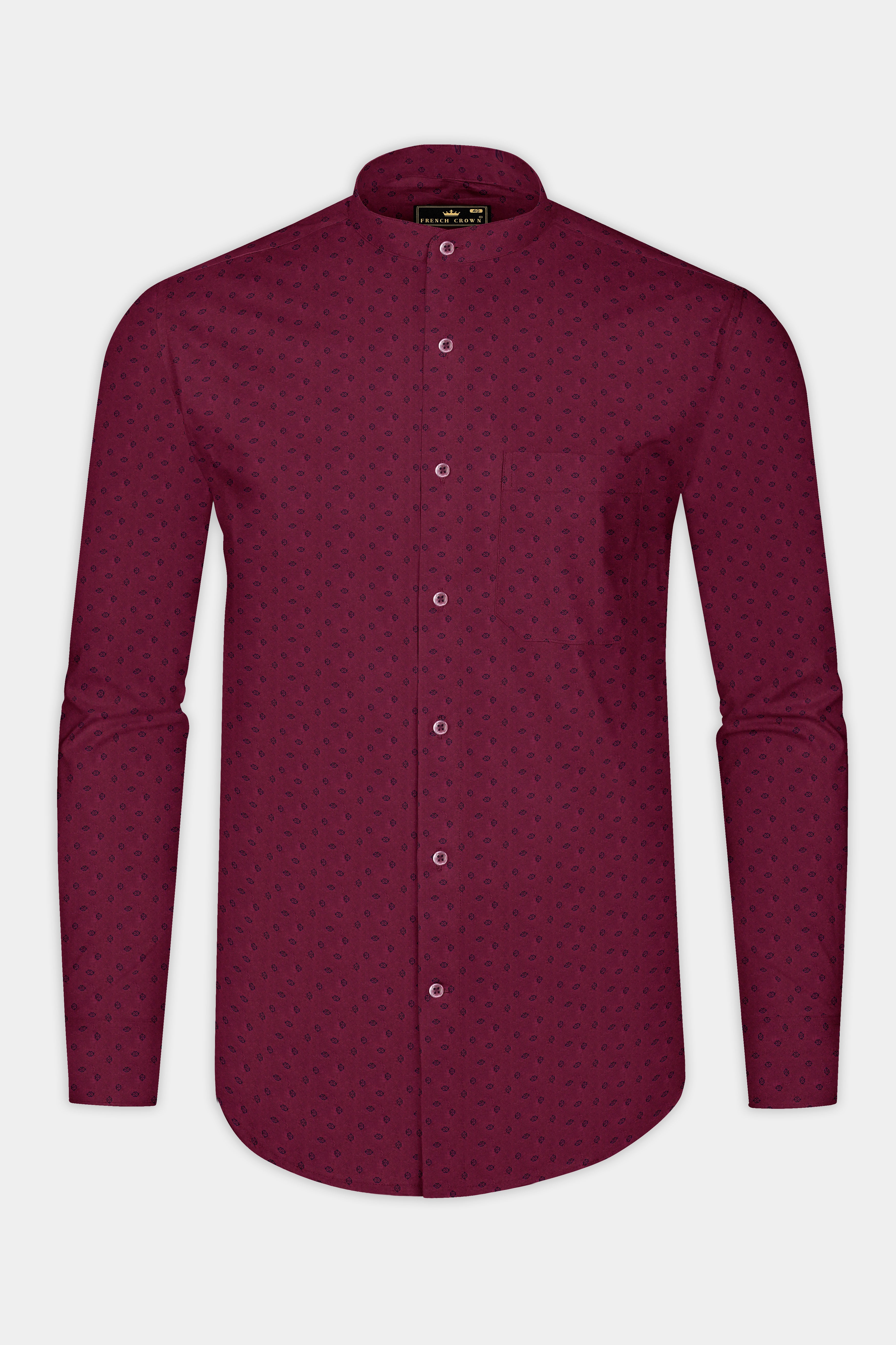 Bordeaux Wine Printed Royal Oxford Shirt