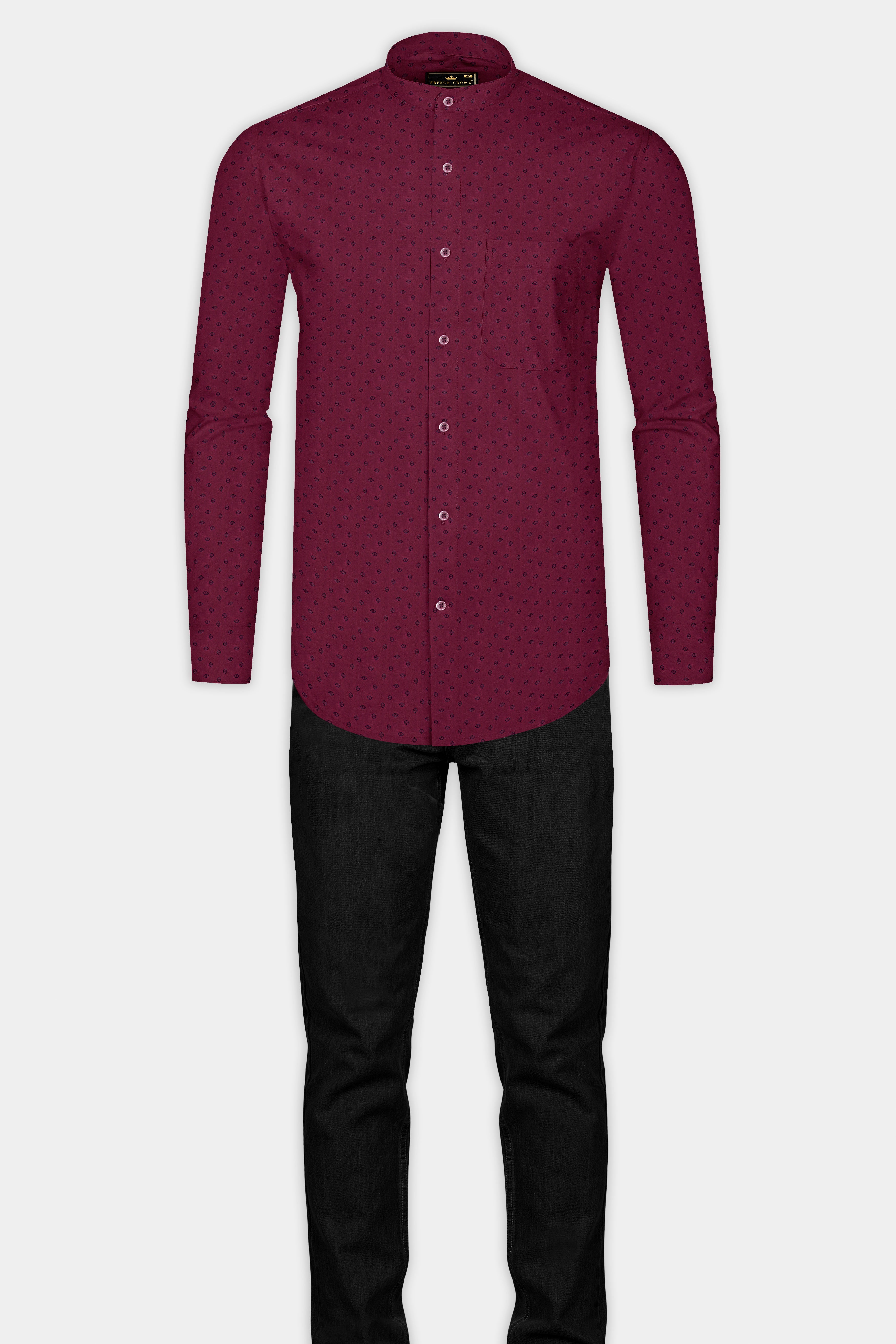 Bordeaux Wine Printed Royal Oxford Shirt