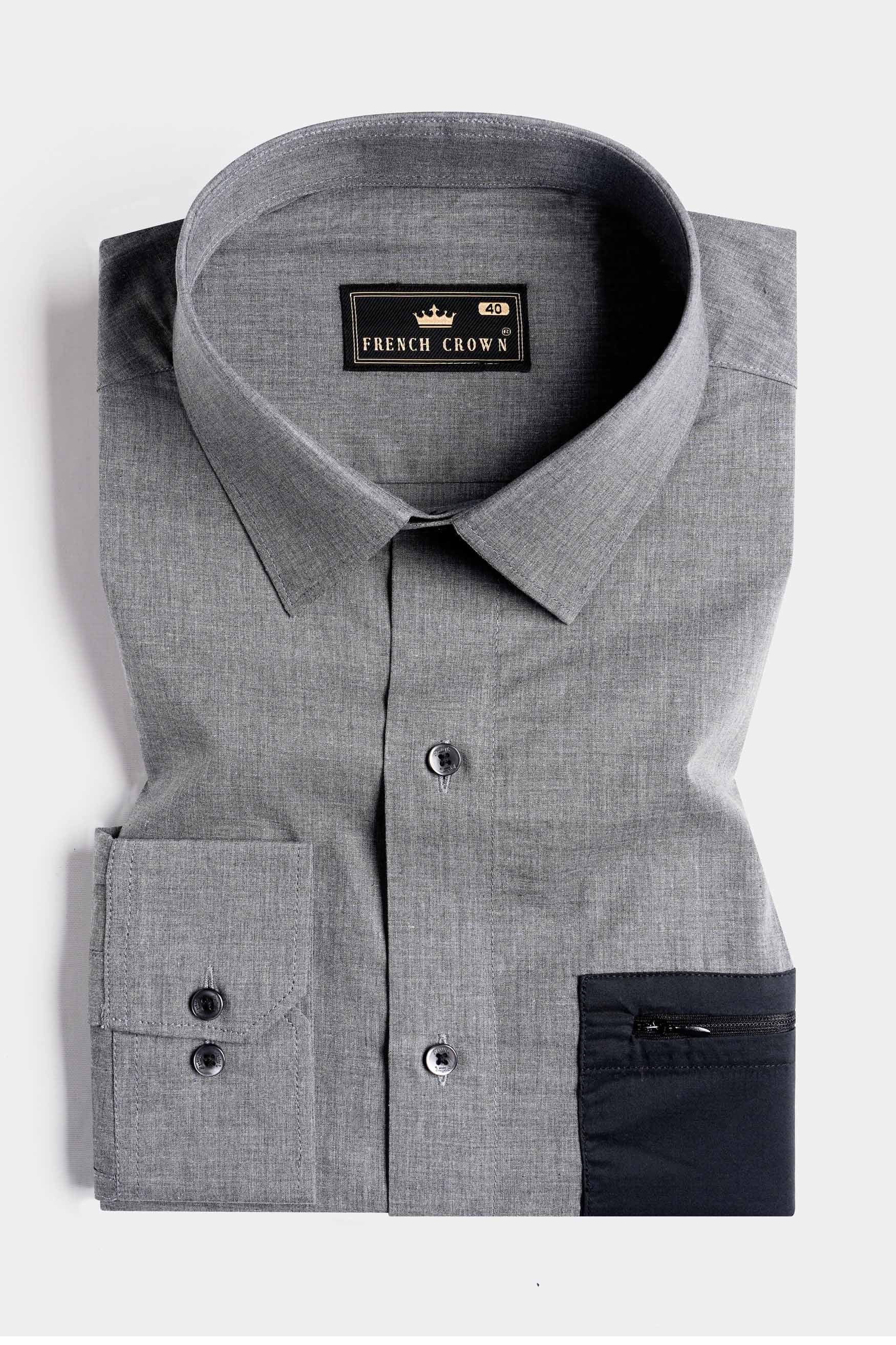 Dim Gray with Black Pockets Chambray Designer Shirt 11489-BLK-P345-38, 11489-BLK-P345-H-38, 11489-BLK-P345-39, 11489-BLK-P345-H-39, 11489-BLK-P345-40, 11489-BLK-P345-H-40, 11489-BLK-P345-42, 11489-BLK-P345-H-42, 11489-BLK-P345-44, 11489-BLK-P345-H-44, 11489-BLK-P345-46, 11489-BLK-P345-H-46, 11489-BLK-P345-48, 11489-BLK-P345-H-48, 11489-BLK-P345-50, 11489-BLK-P345-H-50, 11489-BLK-P345-52, 11489-BLK-P345-H-52