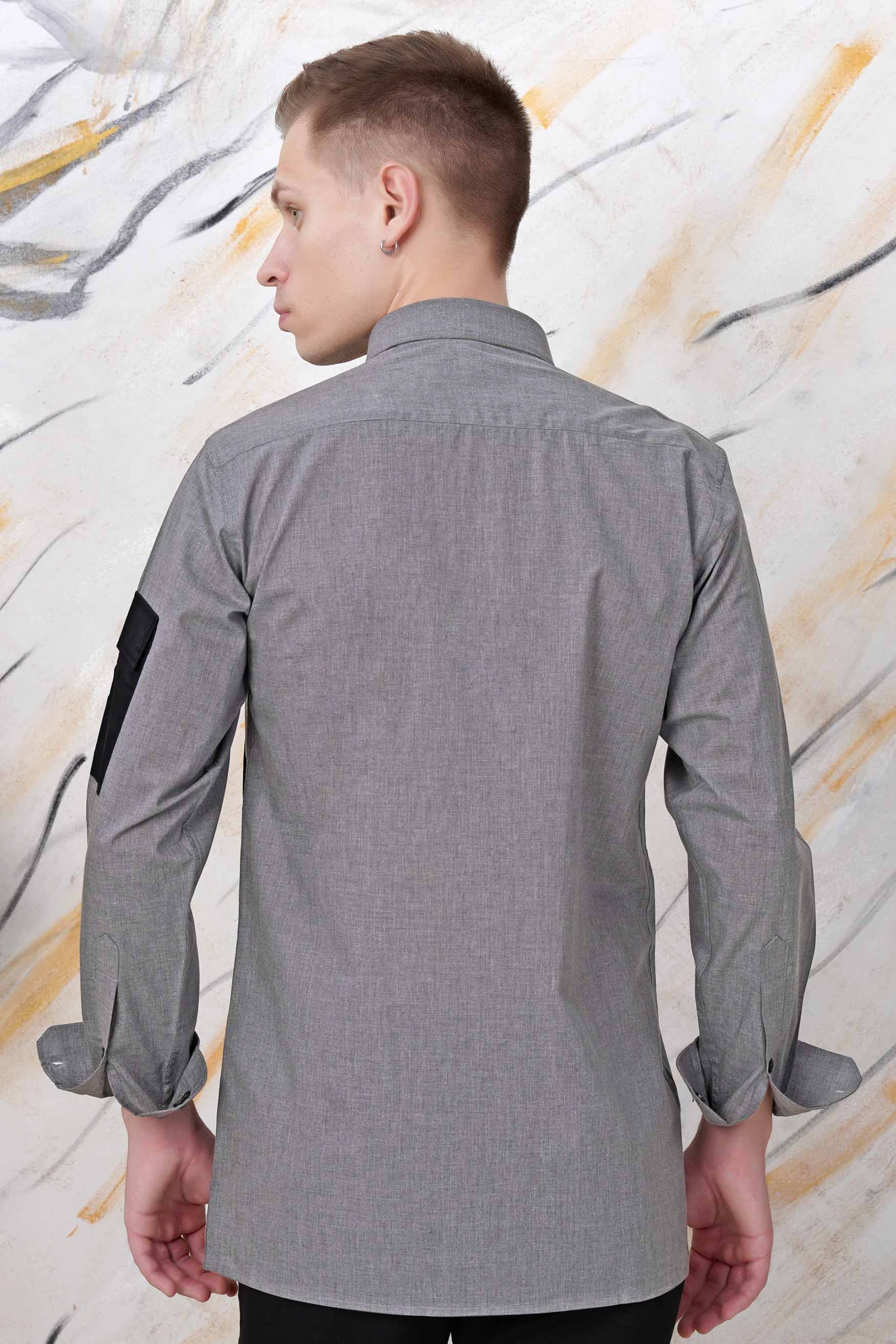 Dim Gray with Black Pockets Chambray Designer Shirt 11489-BLK-P345-38, 11489-BLK-P345-H-38, 11489-BLK-P345-39, 11489-BLK-P345-H-39, 11489-BLK-P345-40, 11489-BLK-P345-H-40, 11489-BLK-P345-42, 11489-BLK-P345-H-42, 11489-BLK-P345-44, 11489-BLK-P345-H-44, 11489-BLK-P345-46, 11489-BLK-P345-H-46, 11489-BLK-P345-48, 11489-BLK-P345-H-48, 11489-BLK-P345-50, 11489-BLK-P345-H-50, 11489-BLK-P345-52, 11489-BLK-P345-H-52