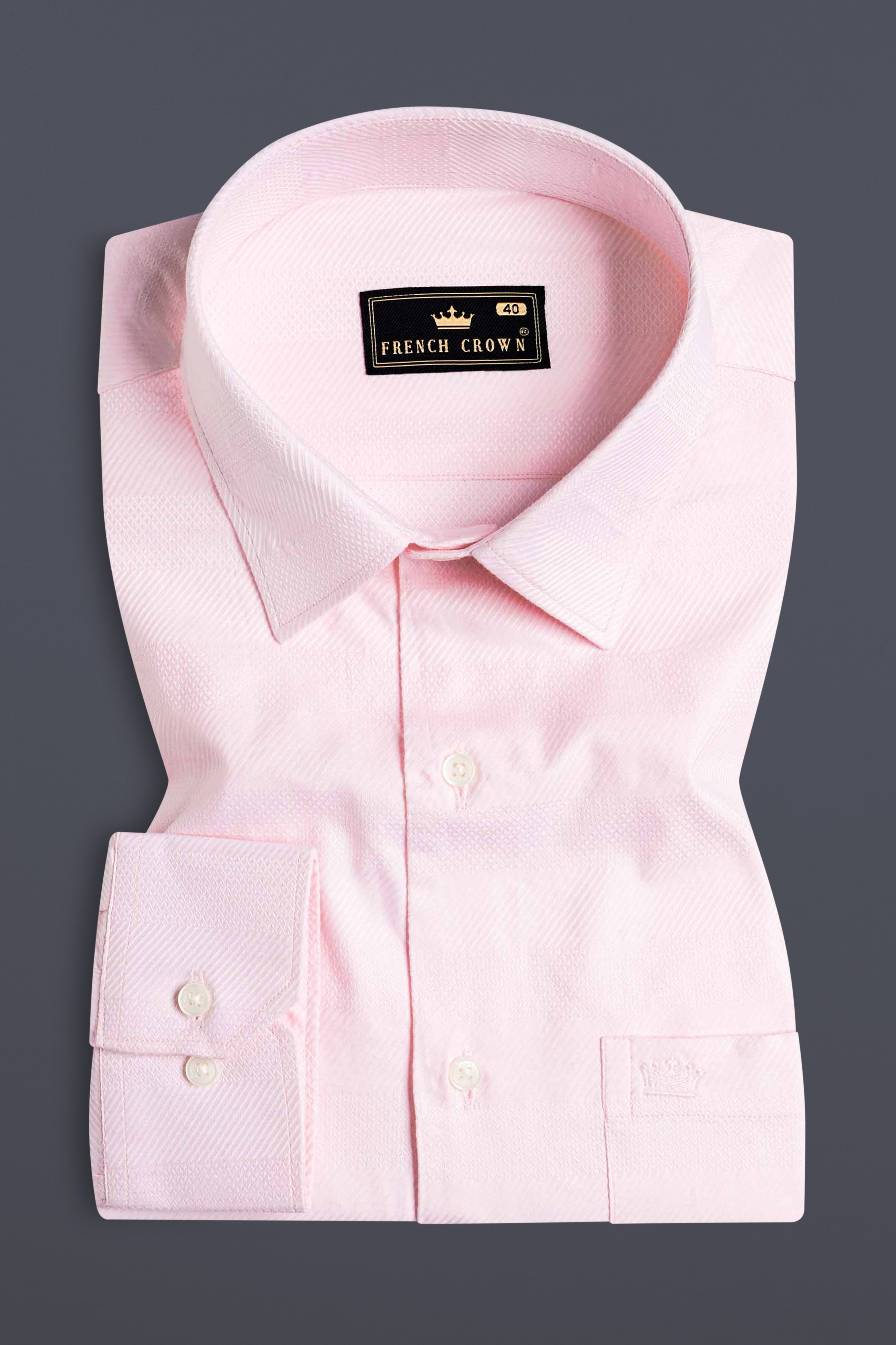 Cavern Peach Dobby Textured Premium Giza Cotton Shirt