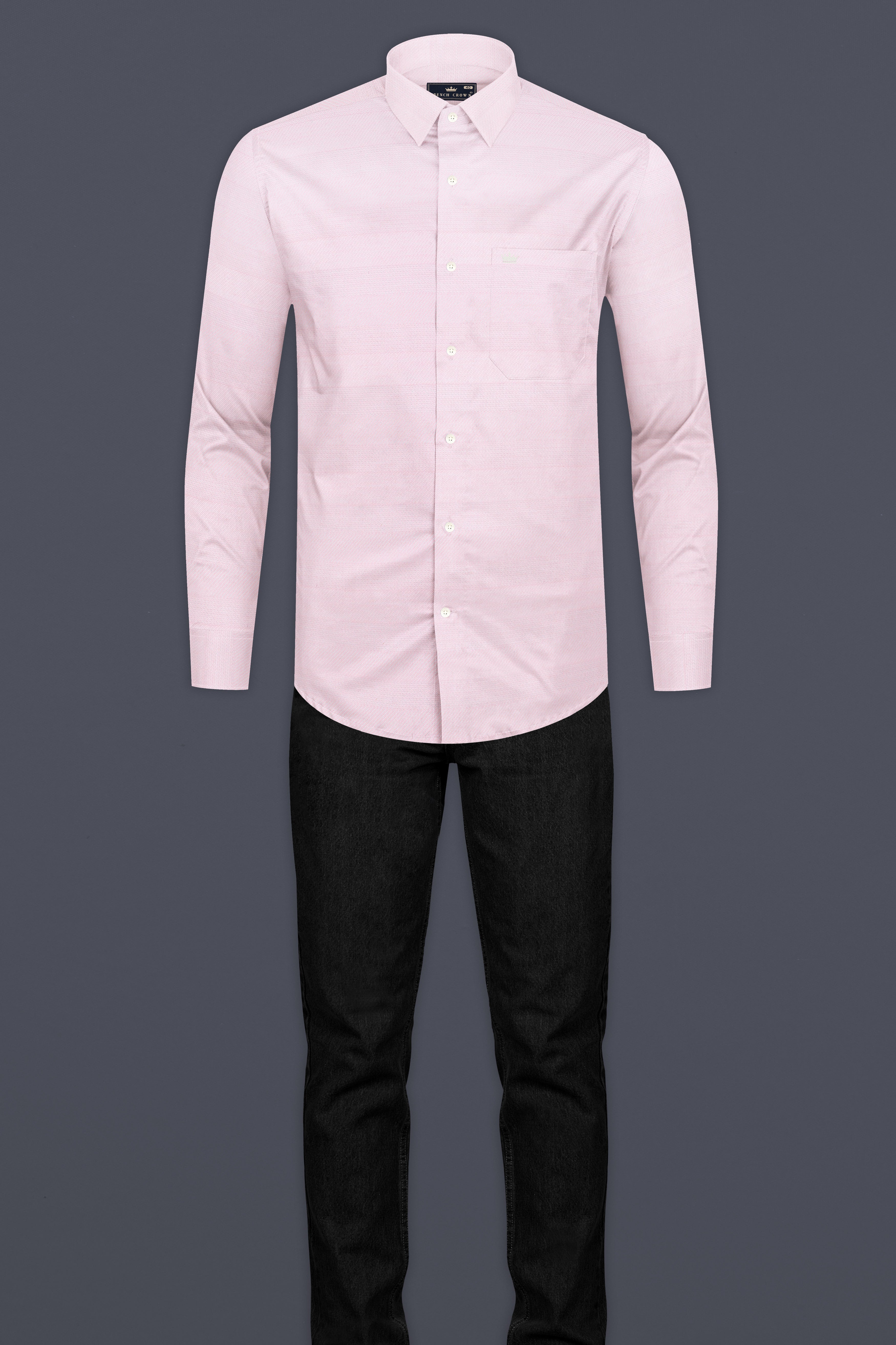 Cavern Peach Dobby Textured Premium Giza Cotton Shirt