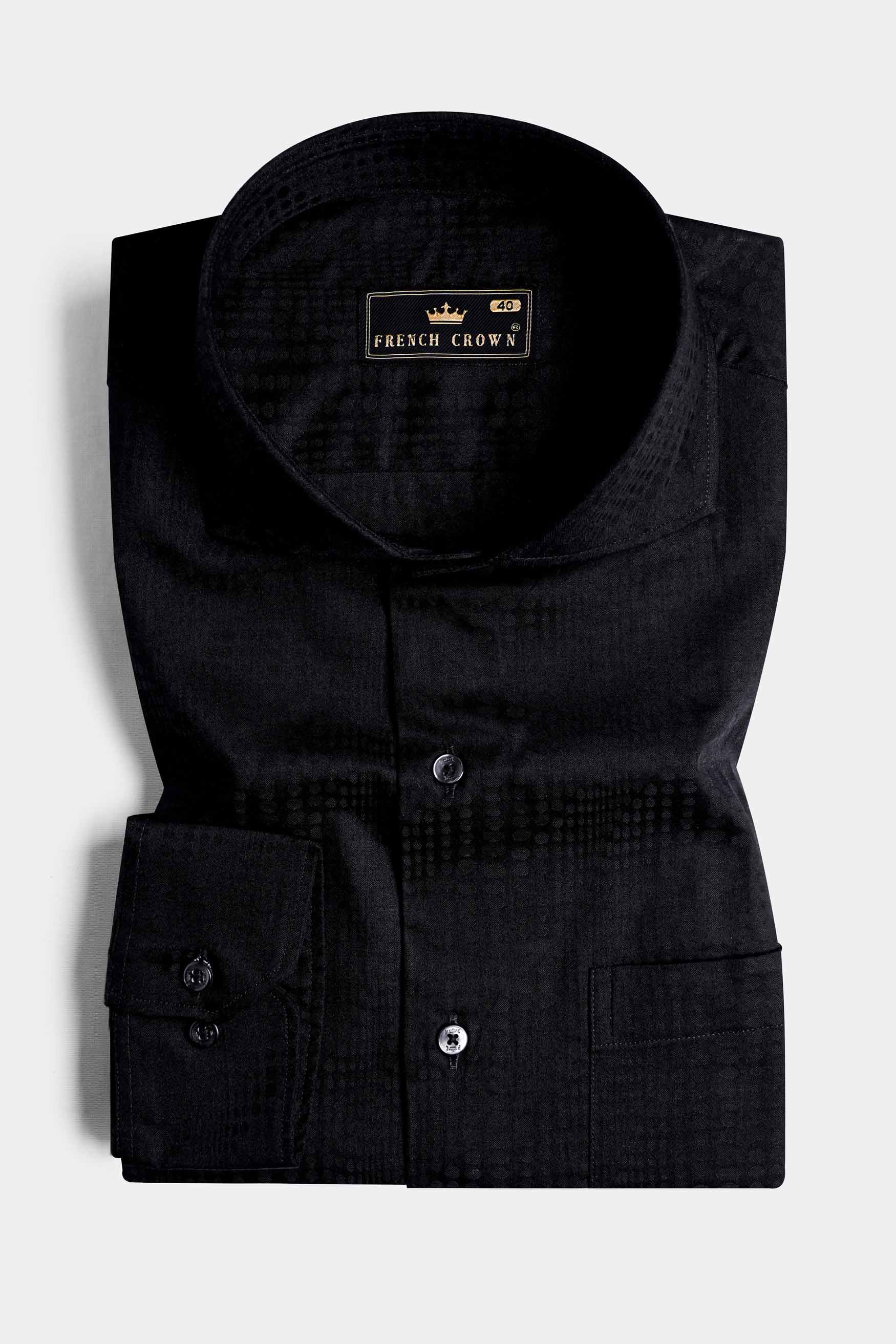 Jade Black Jacquard Textured Premium Giza Cotton Shirt