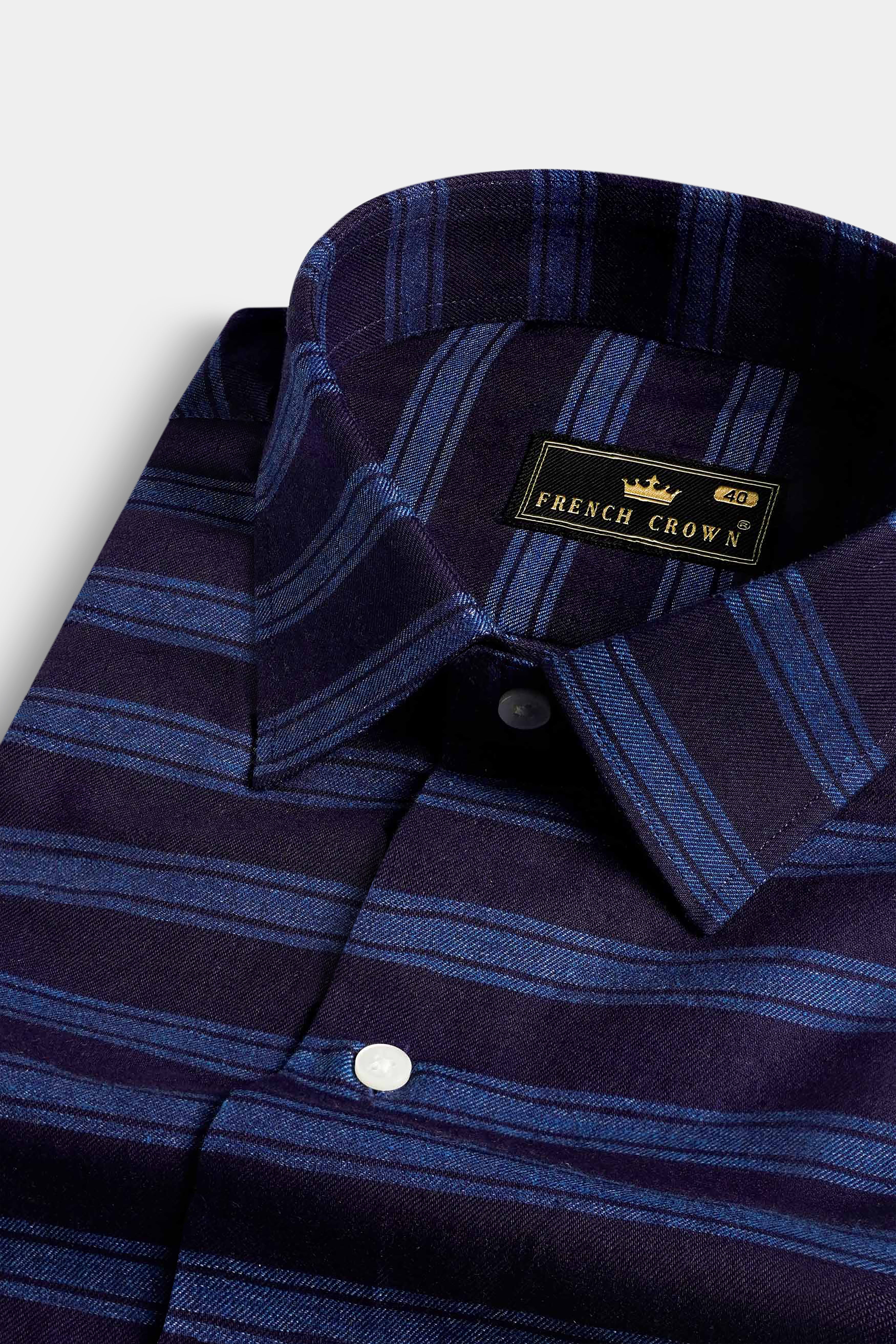 Indigo Blue and Lapis Blue Striped Chambray Shirt