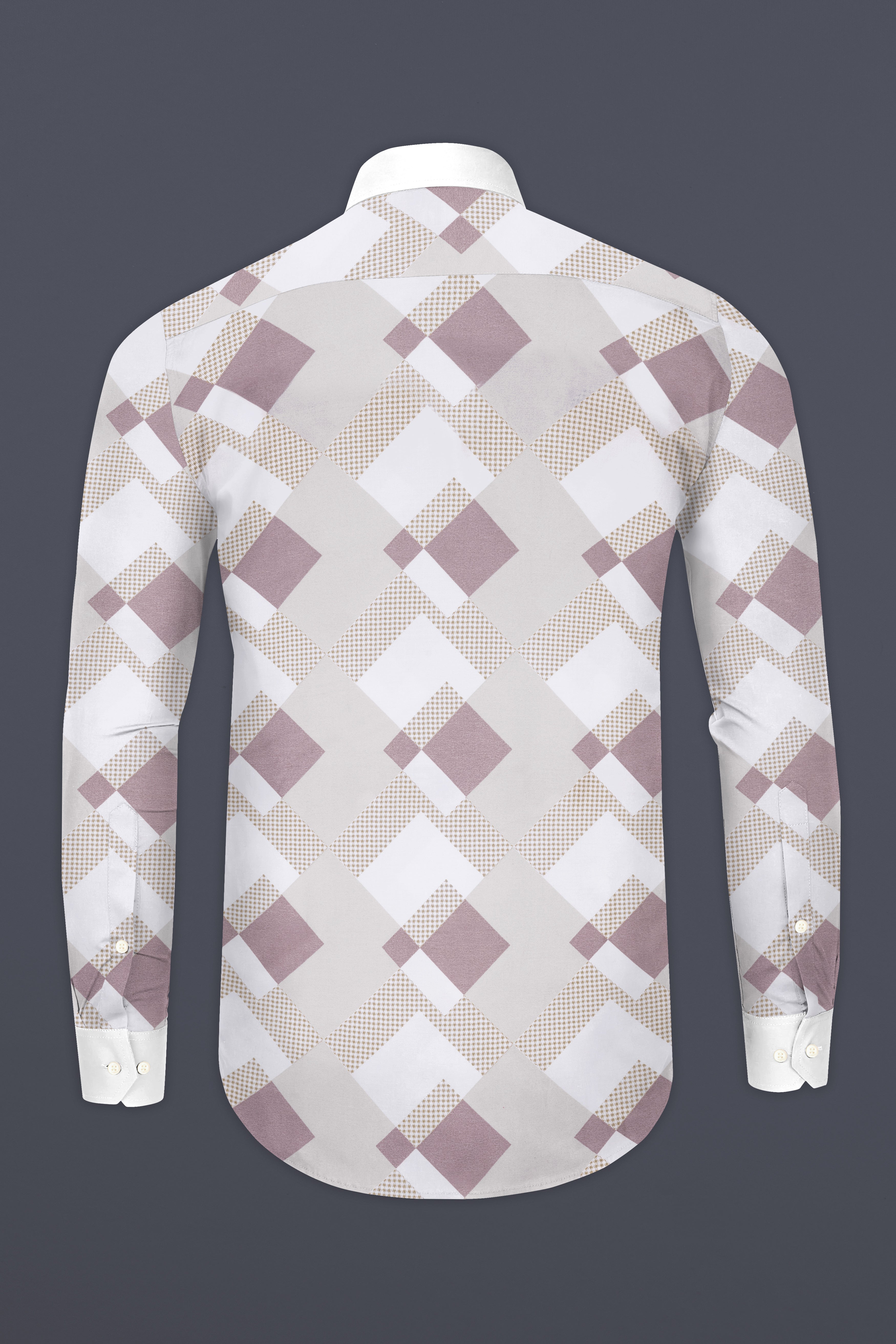 Ghost Gray and Blossom Pink Printed with White Cuffs and Collar Subtle Sheen Super Soft Premium Cotton Shirt