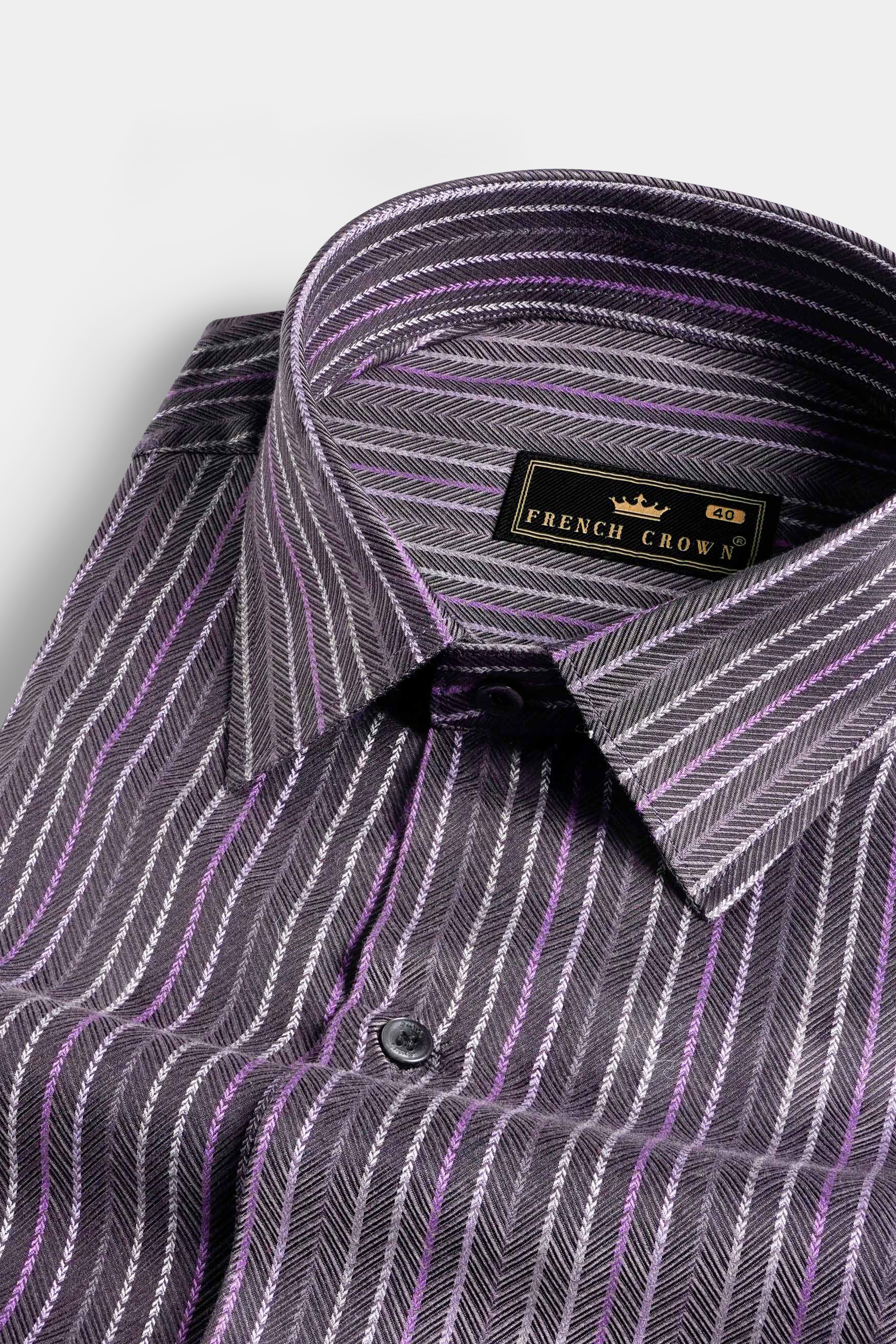 Scarpa Flow Purple Multicolour Striped Dobby Textured Premium Giza Cotton Shirt