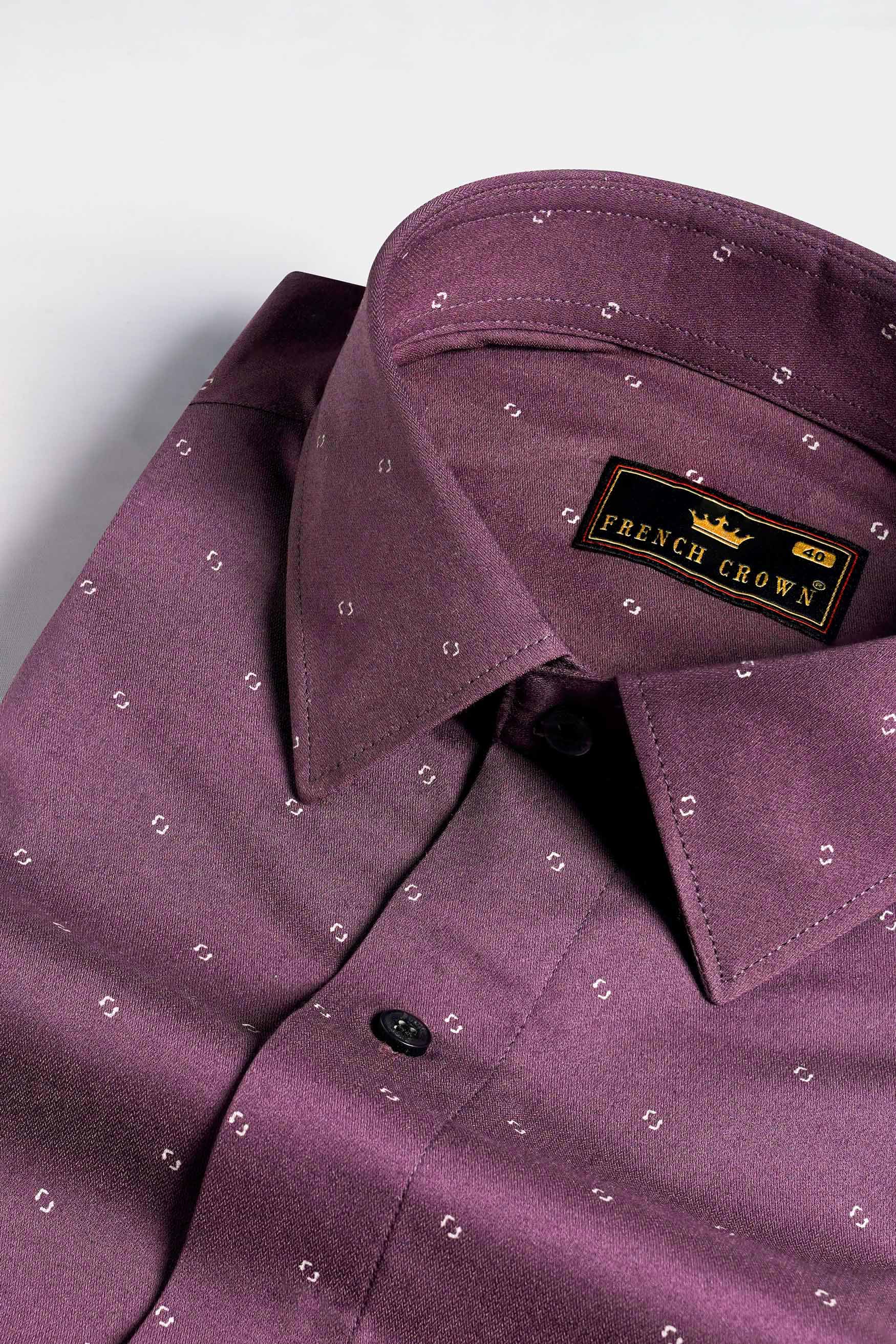 Byzantium Purple Printed Stretchable Herringbone Shirt