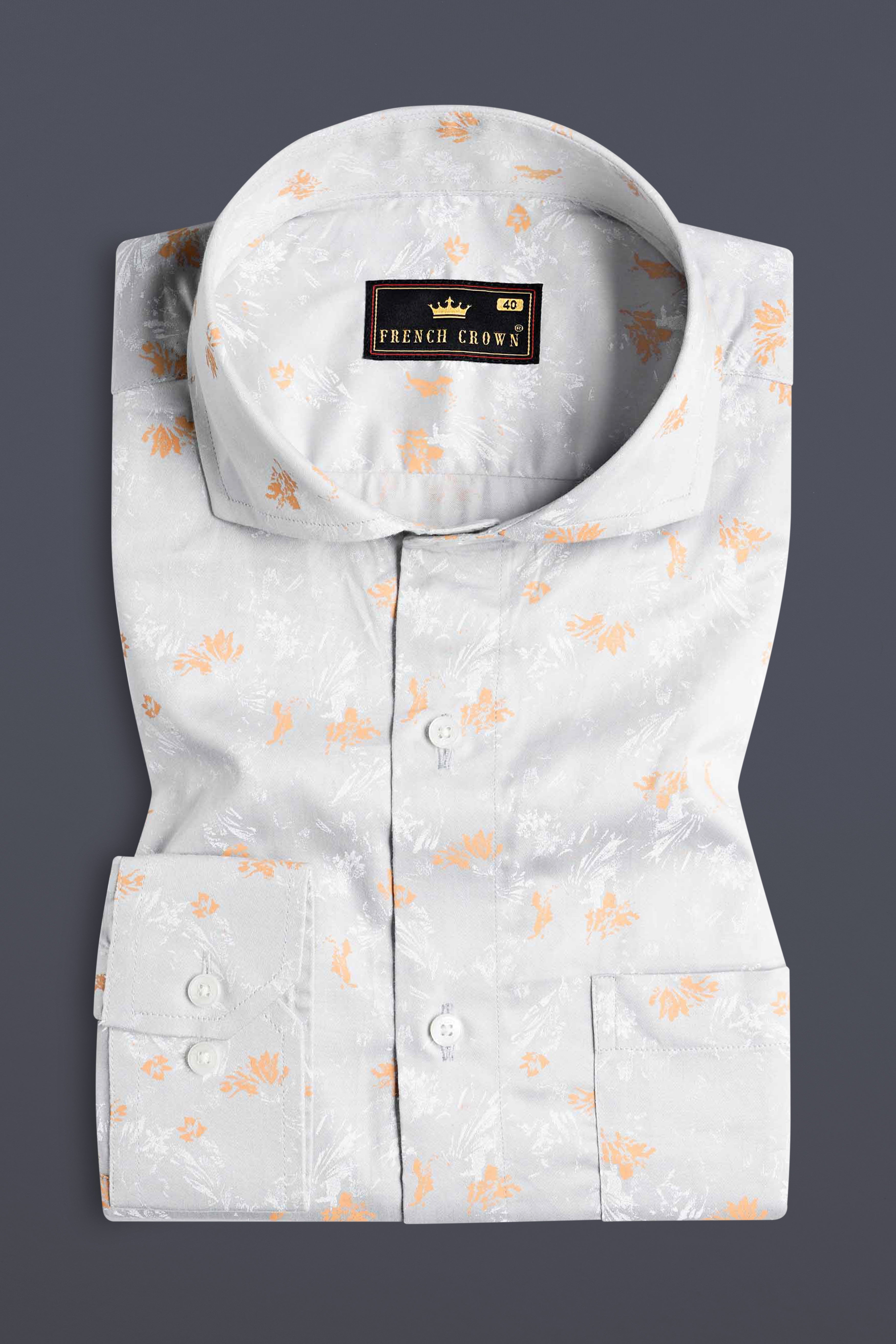 Gainsboro Gray Printed Subtle Sheen Super Soft Premium Cotton Shirt