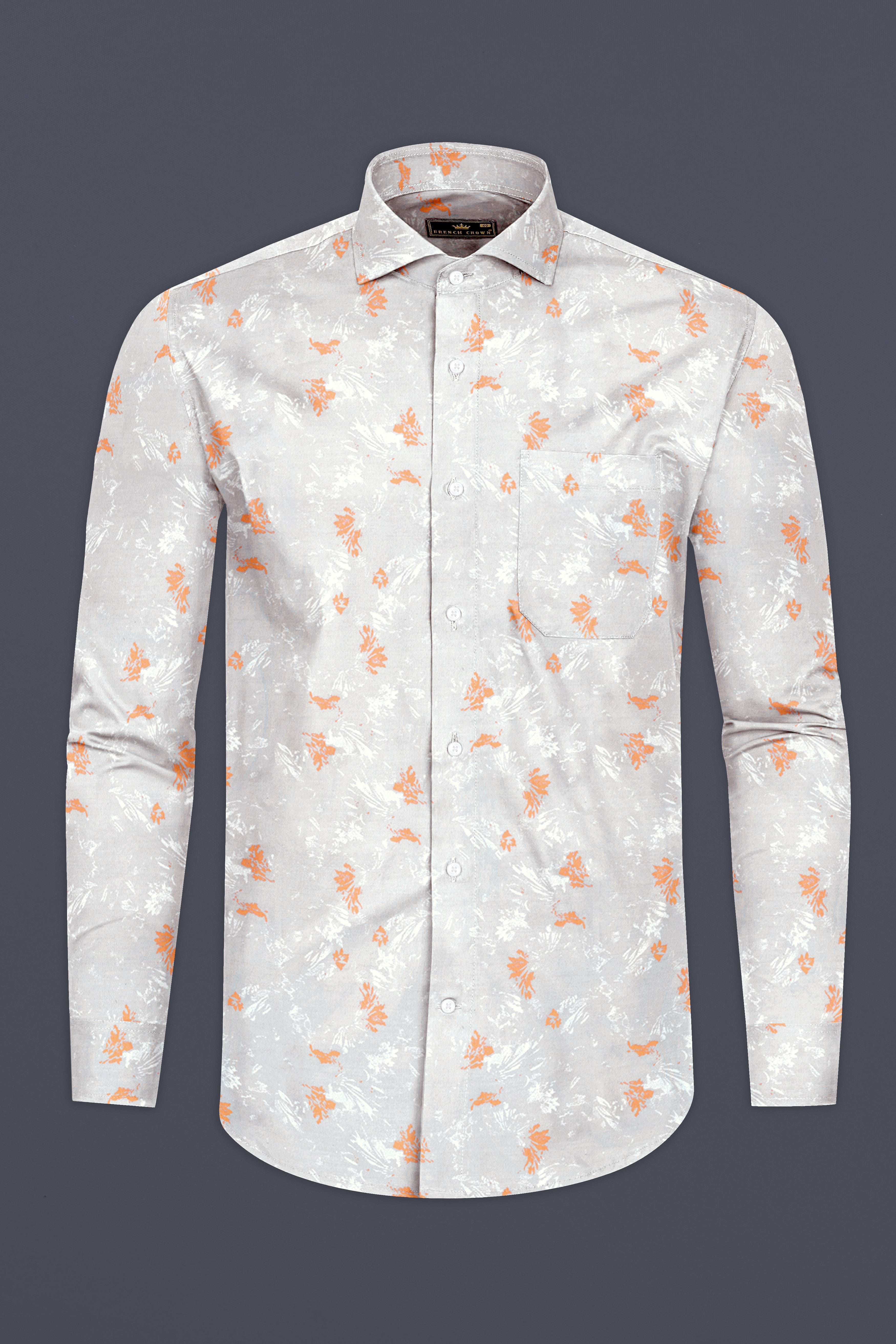 Gainsboro Gray Printed Subtle Sheen Super Soft Premium Cotton Shirt