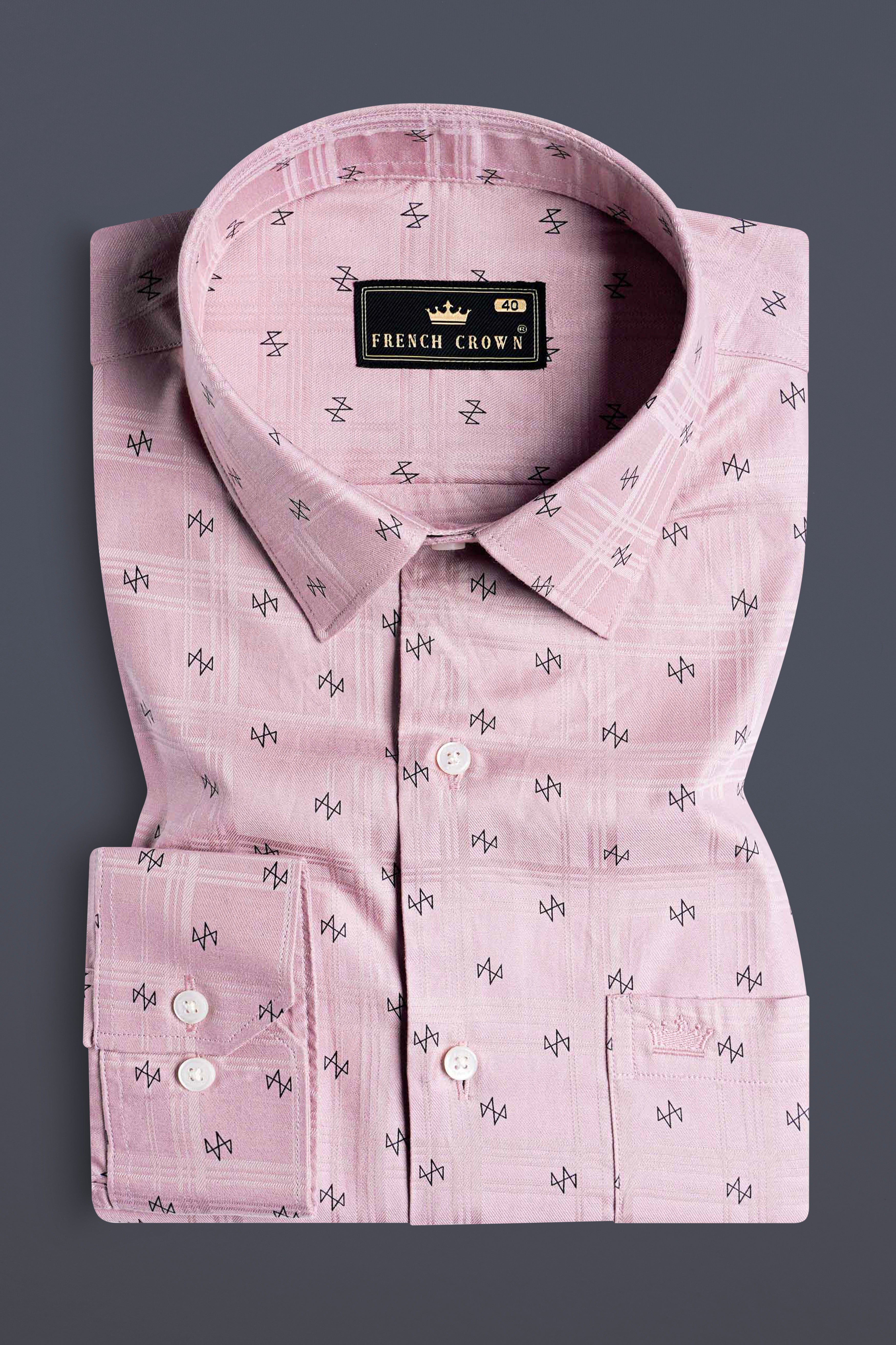 Careys Pink and Black Dobby Textured Premium Giza Cotton Shirt