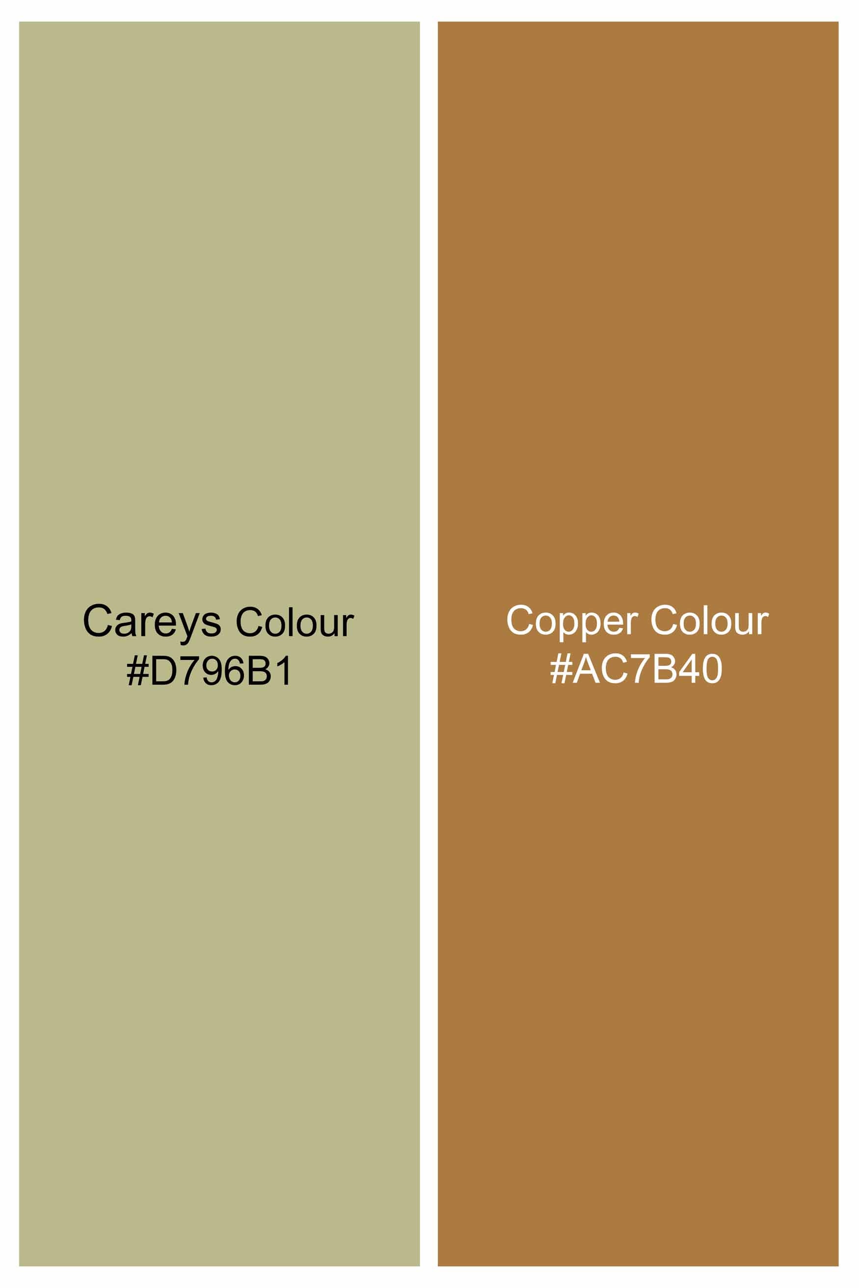 Careys Green and Copper Rust Gold Foil Printed Designer Shirt