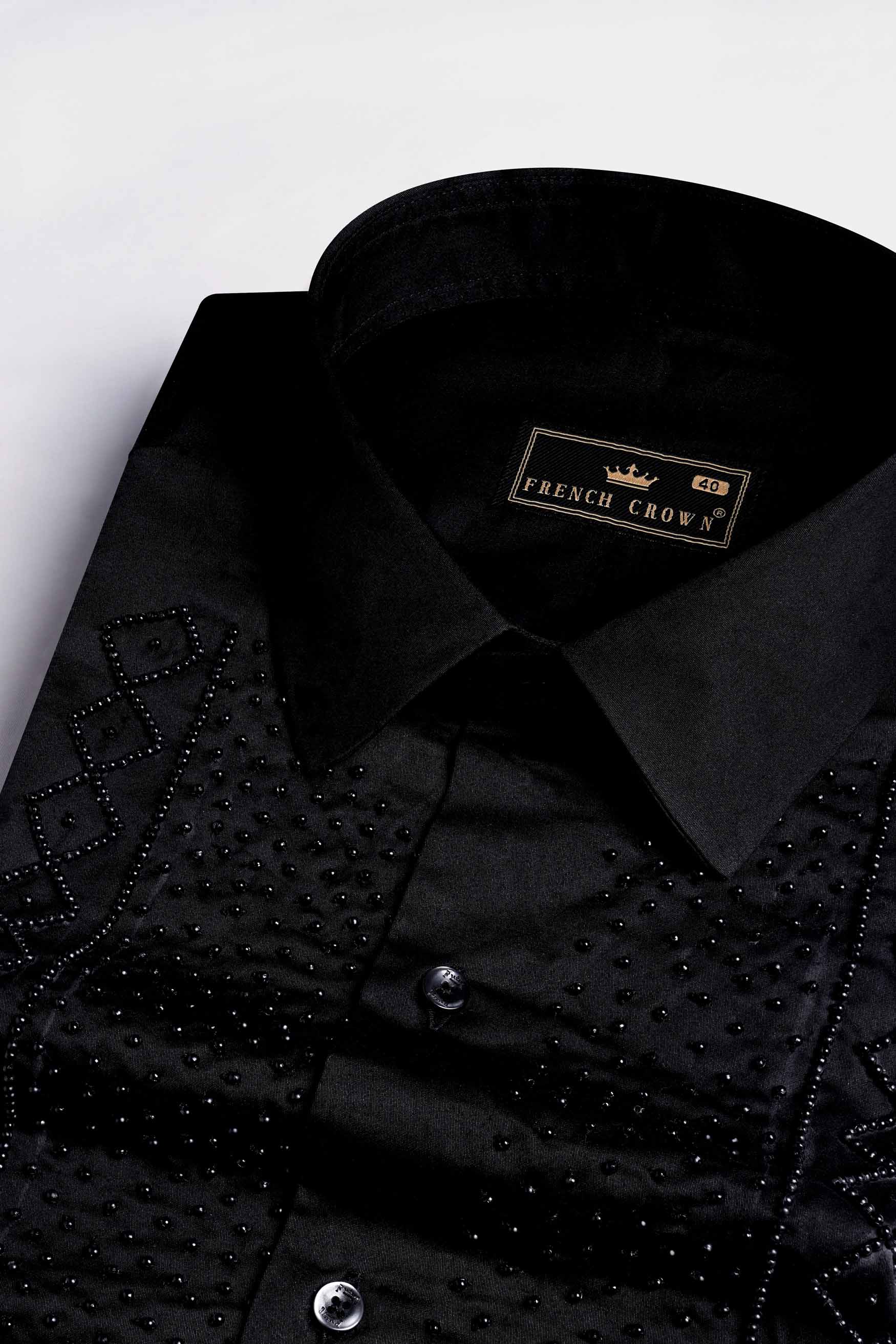 Jade Black Moti Work Hand Stitched Subtle Sheen Super Soft Premium Cotton Designer Shirt 11527-BLK-E279-38, 11527-BLK-E279-H-38, 11527-BLK-E279-39, 11527-BLK-E279-H-39, 11527-BLK-E279-40, 11527-BLK-E279-H-40, 11527-BLK-E279-42, 11527-BLK-E279-H-42, 11527-BLK-E279-44, 11527-BLK-E279-H-44, 11527-BLK-E279-46, 11527-BLK-E279-H-46, 11527-BLK-E279-48, 11527-BLK-E279-H-48, 11527-BLK-E279-50, 11527-BLK-E279-H-50, 11527-BLK-E279-52, 11527-BLK-E279-H-52