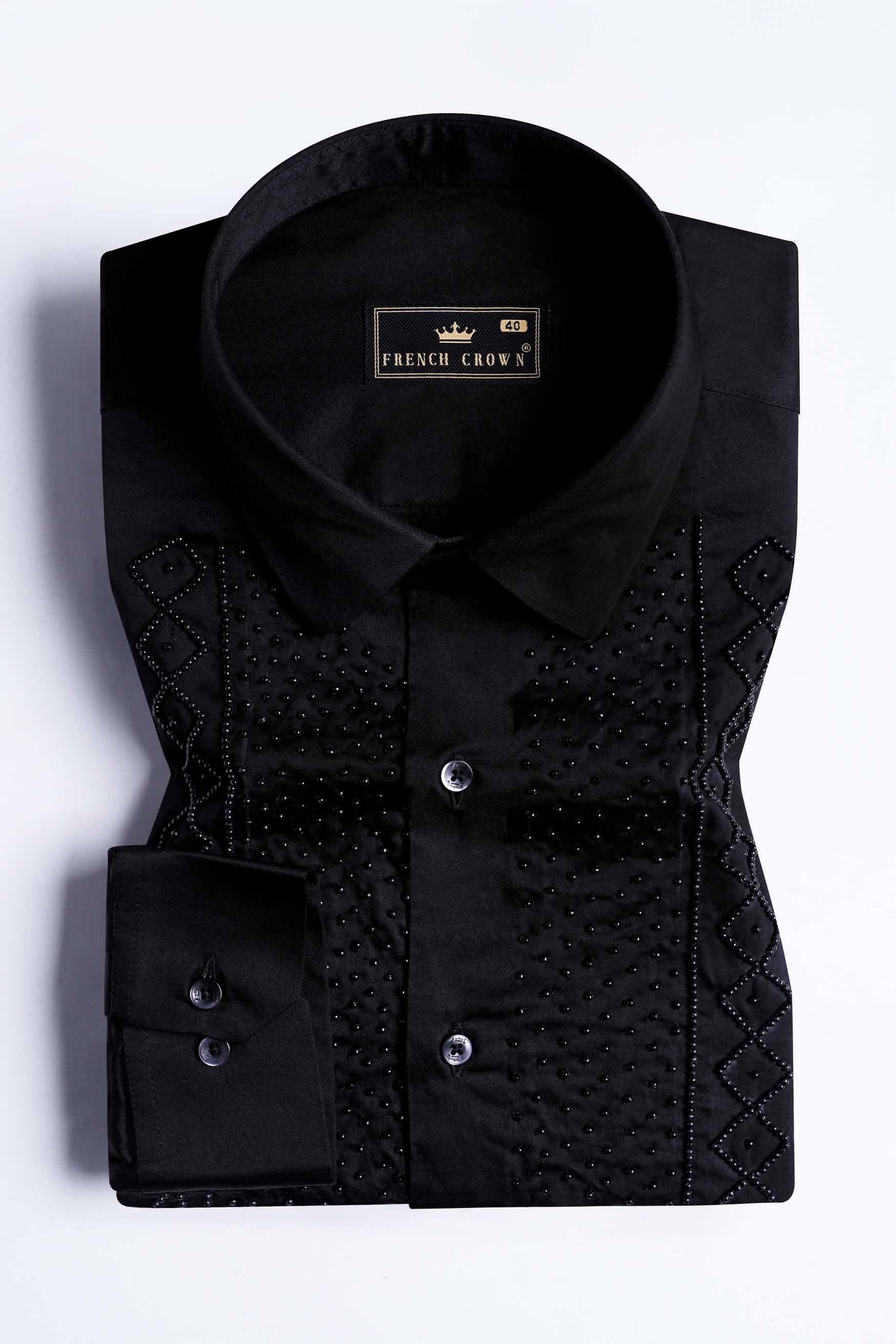 Jade Black Moti Work Hand Stitched Subtle Sheen Super Soft Premium Cotton Designer Shirt 11527-BLK-E279-38, 11527-BLK-E279-H-38, 11527-BLK-E279-39, 11527-BLK-E279-H-39, 11527-BLK-E279-40, 11527-BLK-E279-H-40, 11527-BLK-E279-42, 11527-BLK-E279-H-42, 11527-BLK-E279-44, 11527-BLK-E279-H-44, 11527-BLK-E279-46, 11527-BLK-E279-H-46, 11527-BLK-E279-48, 11527-BLK-E279-H-48, 11527-BLK-E279-50, 11527-BLK-E279-H-50, 11527-BLK-E279-52, 11527-BLK-E279-H-52