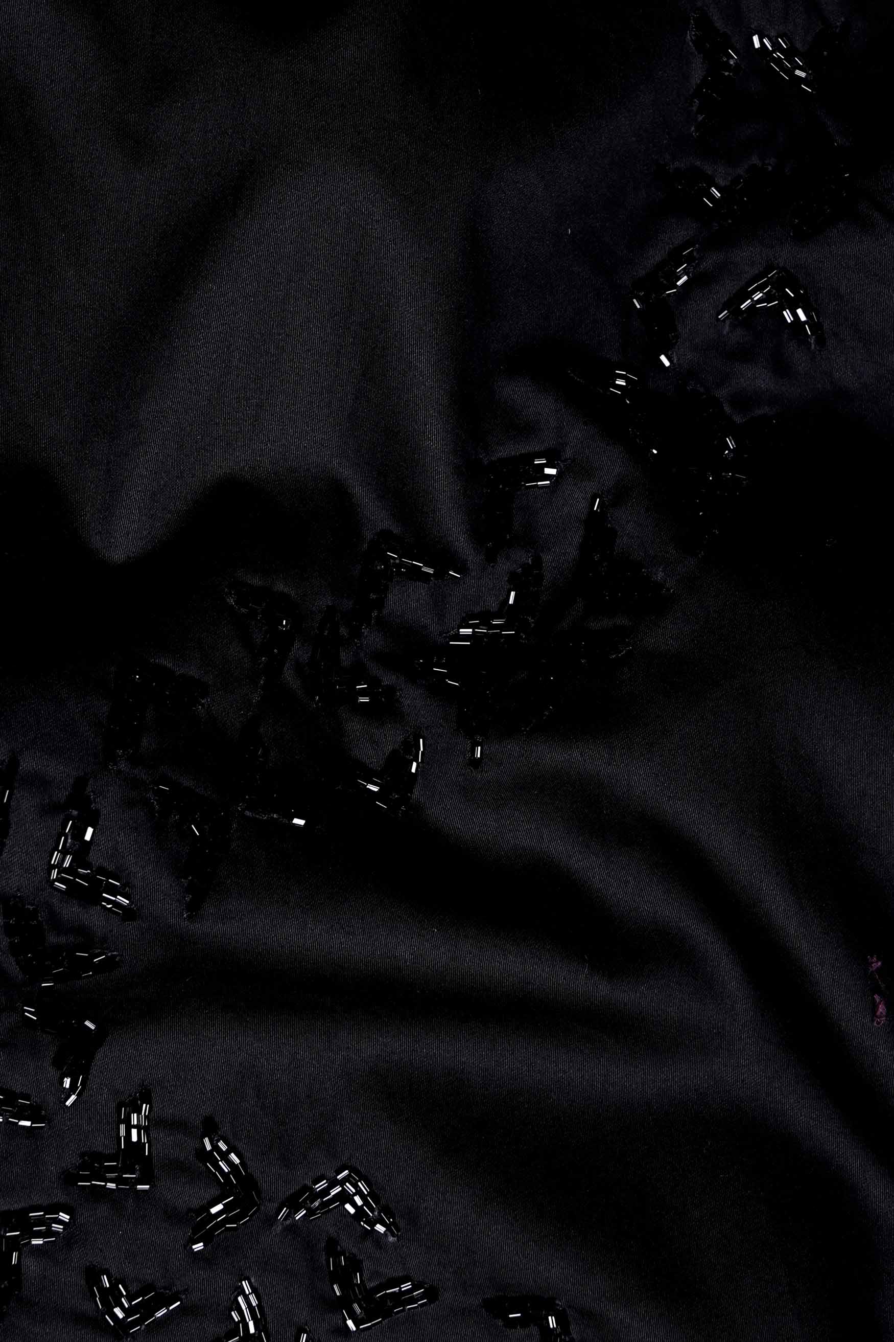 Jade Black Tikki Work Hand Stitched Subtle Sheen Super Soft Premium Cotton Designer Shirt