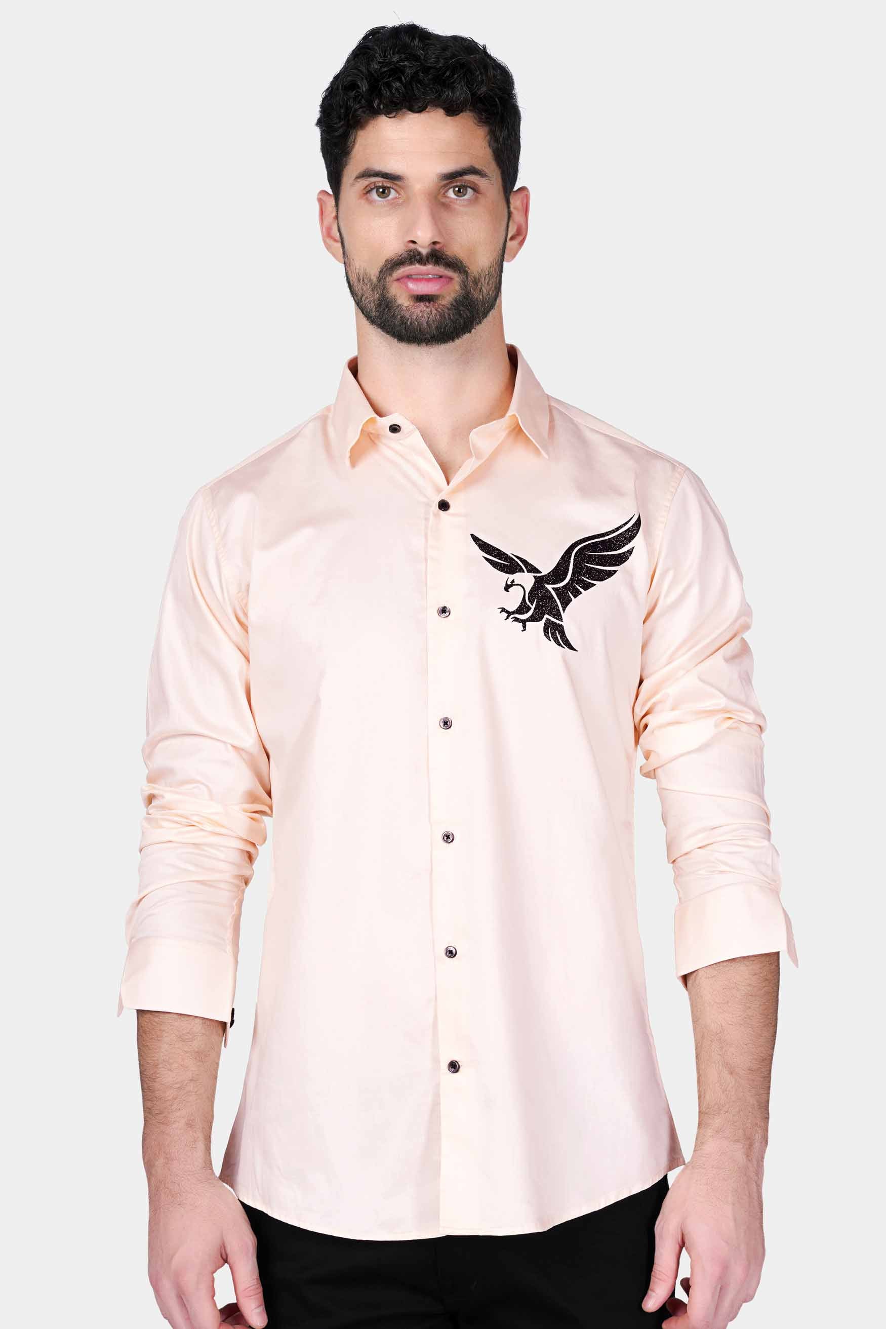 Gainsboro Peach Eagle Foil Printed Subtle Sheen Super Soft Premium Cotton Designer Shirt 11541-BLK-38, 11541-BLK-H-38, 11541-BLK-39, 11541-BLK-H-39, 11541-BLK-40, 11541-BLK-H-40, 11541-BLK-42, 11541-BLK-H-42, 11541-BLK-44, 11541-BLK-H-44, 11541-BLK-46, 11541-BLK-H-46, 11541-BLK-48, 11541-BLK-H-48, 11541-BLK-50, 11541-BLK-H-50, 11541-BLK-52, 11541-BLK-H-52