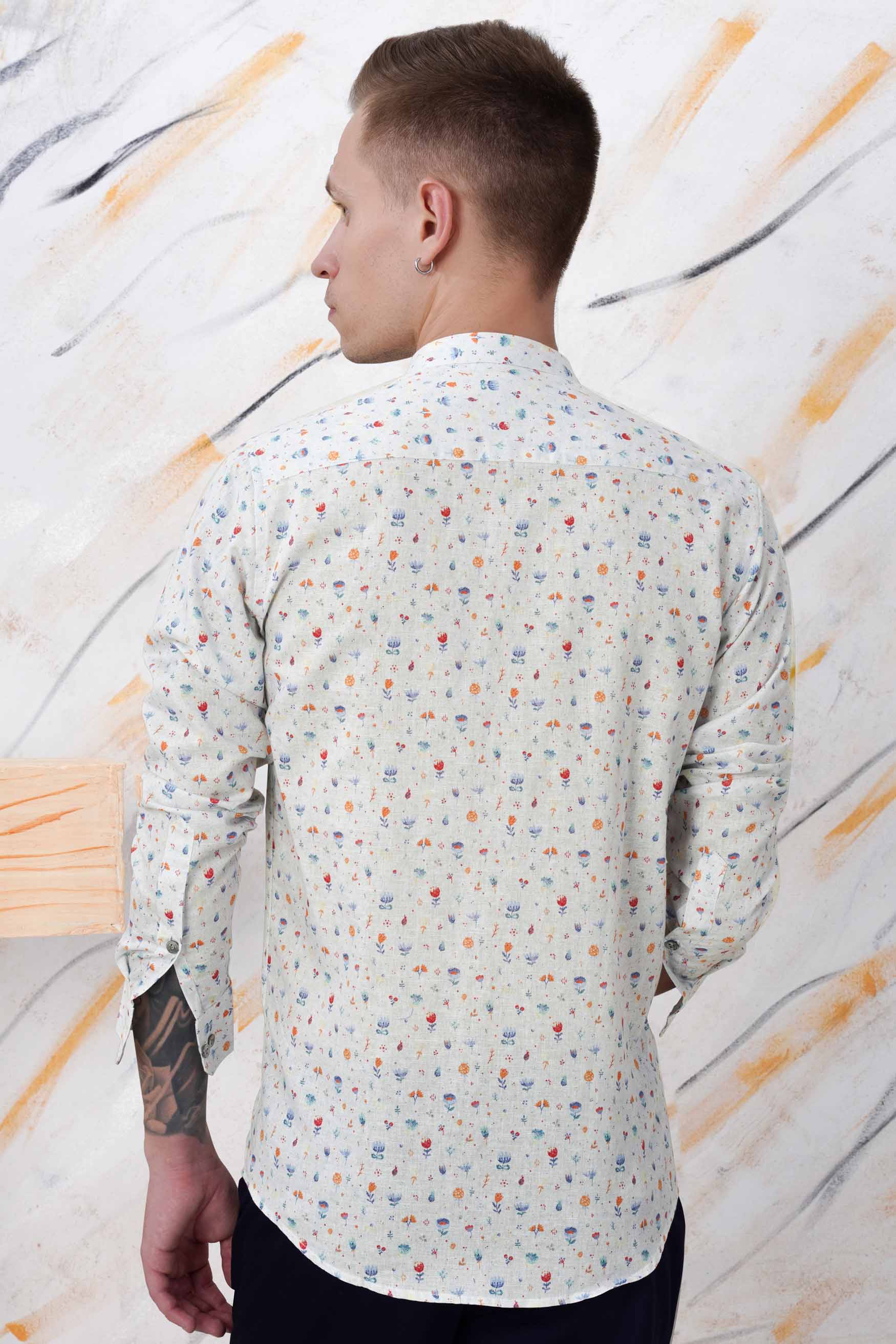 Bright White with Spindle Blue Multicolour Floral Printed Luxurious Linen Shirt 11570-M-GRY-38, 11570-M-GRY-H-38, 11570-M-GRY-39, 11570-M-GRY-H-39, 11570-M-GRY-40, 11570-M-GRY-H-40, 11570-M-GRY-42, 11570-M-GRY-H-42, 11570-M-GRY-44, 11570-M-GRY-H-44, 11570-M-GRY-46, 11570-M-GRY-H-46, 11570-M-GRY-48, 11570-M-GRY-H-48, 11570-M-GRY-50, 11570-M-GRY-H-50, 11570-M-GRY-52, 11570-M-GRY-H-52