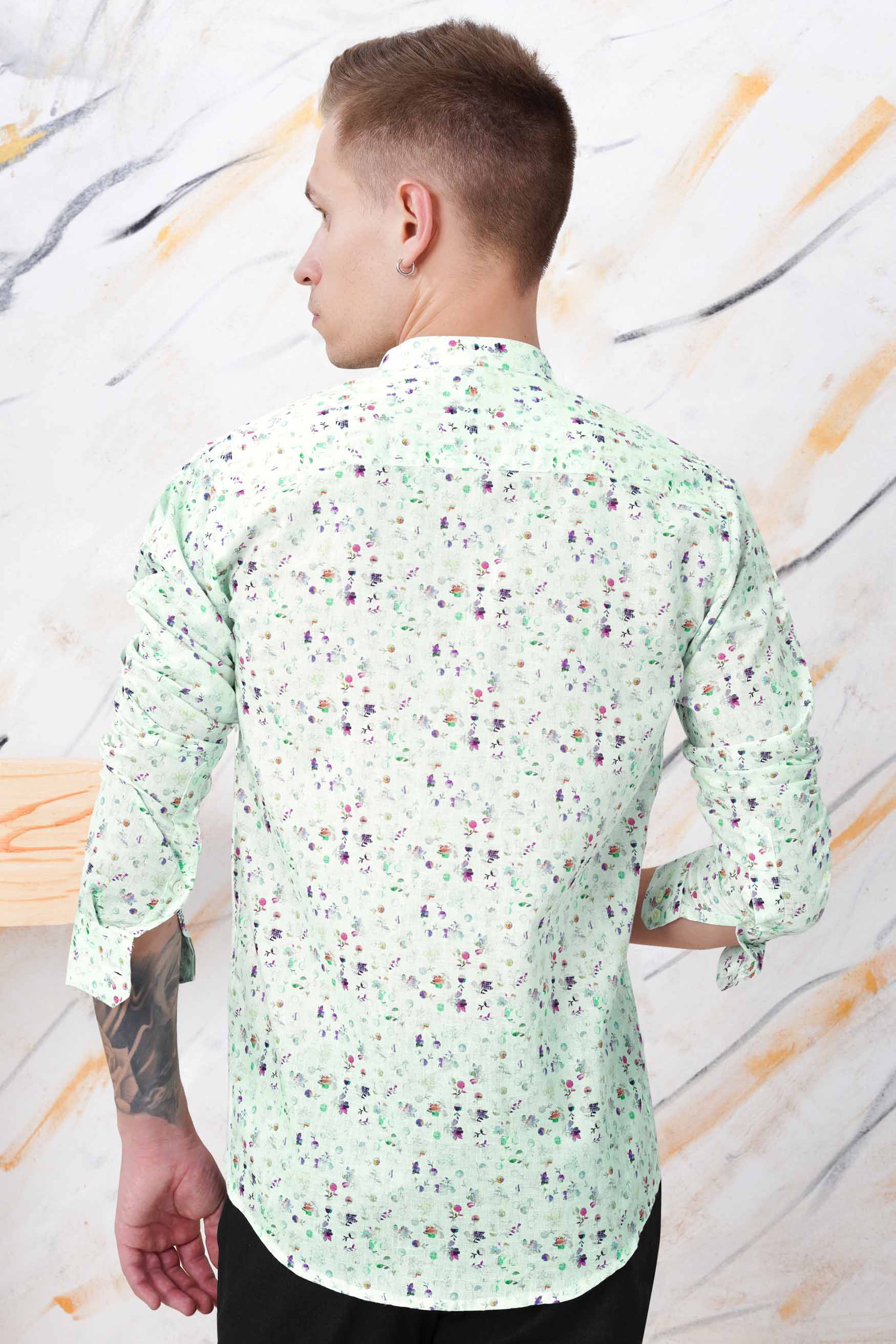 Surf Green with Multicolour Ditsy Printed Luxurious Linen Shirt 11579-BC-38, 11579-BC-H-38, 11579-BC-39, 11579-BC-H-39, 11579-BC-40, 11579-BC-H-40, 11579-BC-42, 11579-BC-H-42, 11579-BC-44, 11579-BC-H-44, 11579-BC-46, 11579-BC-H-46, 11579-BC-48, 11579-BC-H-48, 11579-BC-50, 11579-BC-H-50, 11579-BC-52, 11579-BC-H-52