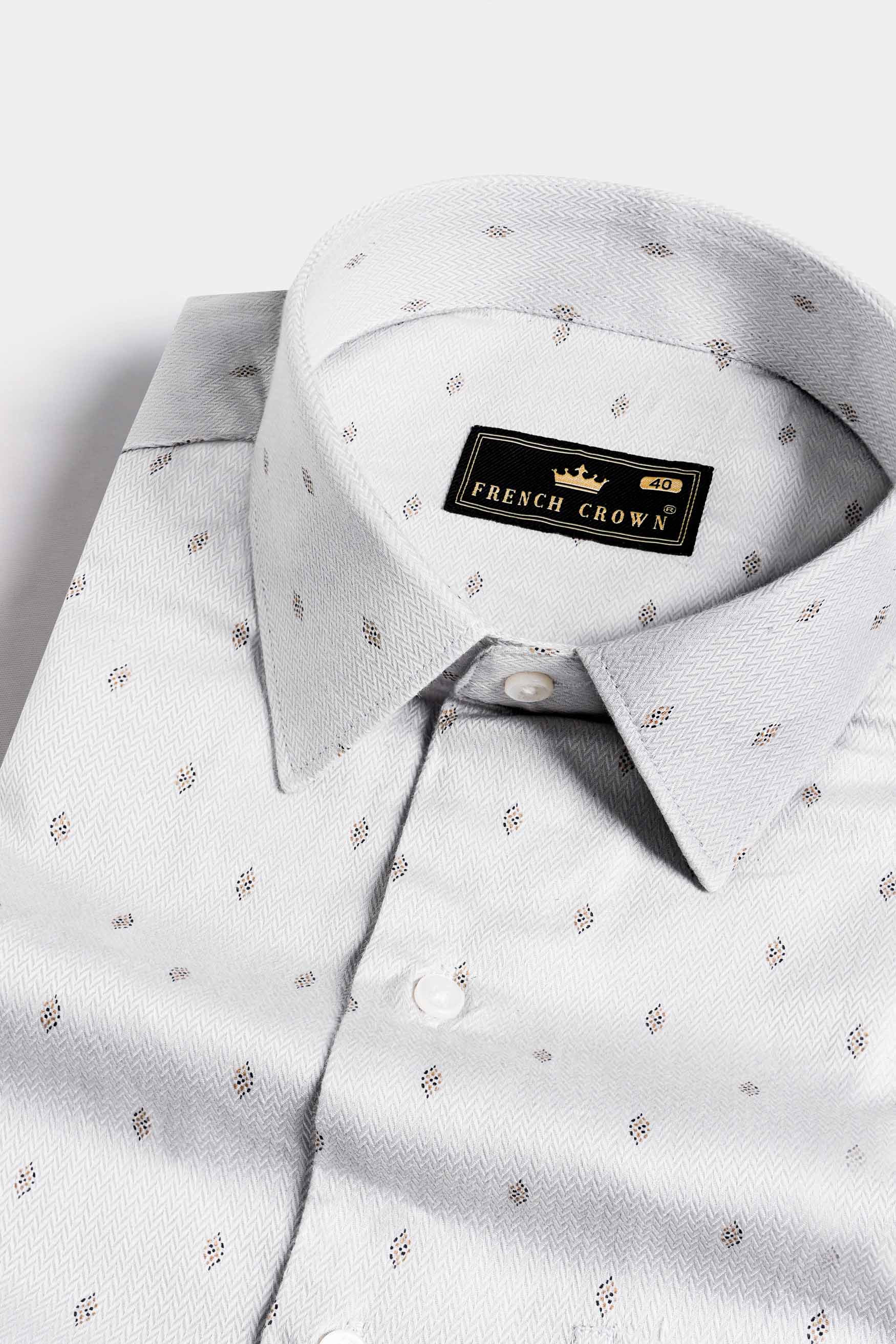 Gainsboro Gray Textured Herringbone Premium Cotton Shirt