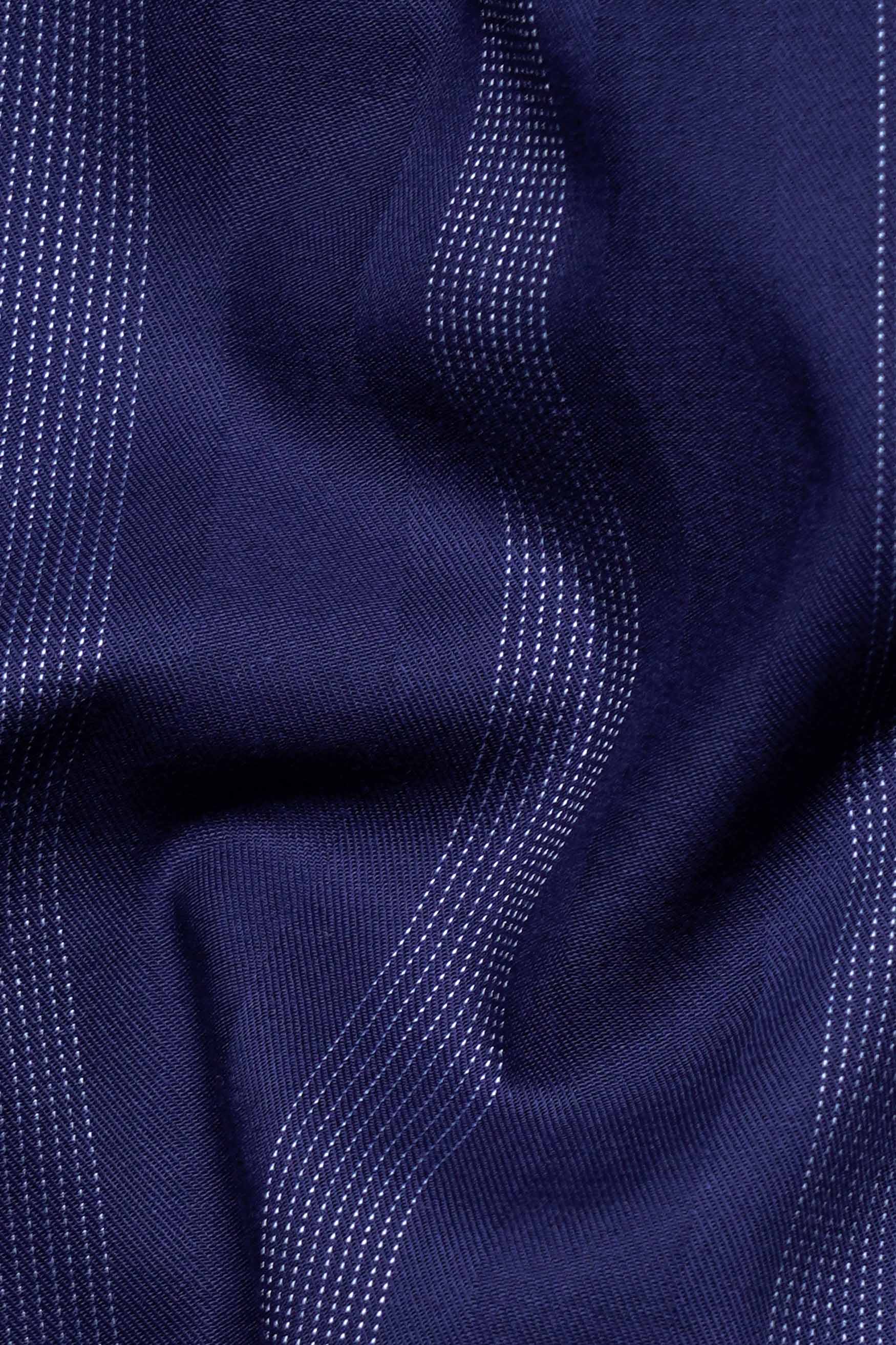 Haiti Blue and White Striped Dobby Textured Premium Giza Cotton Shirt