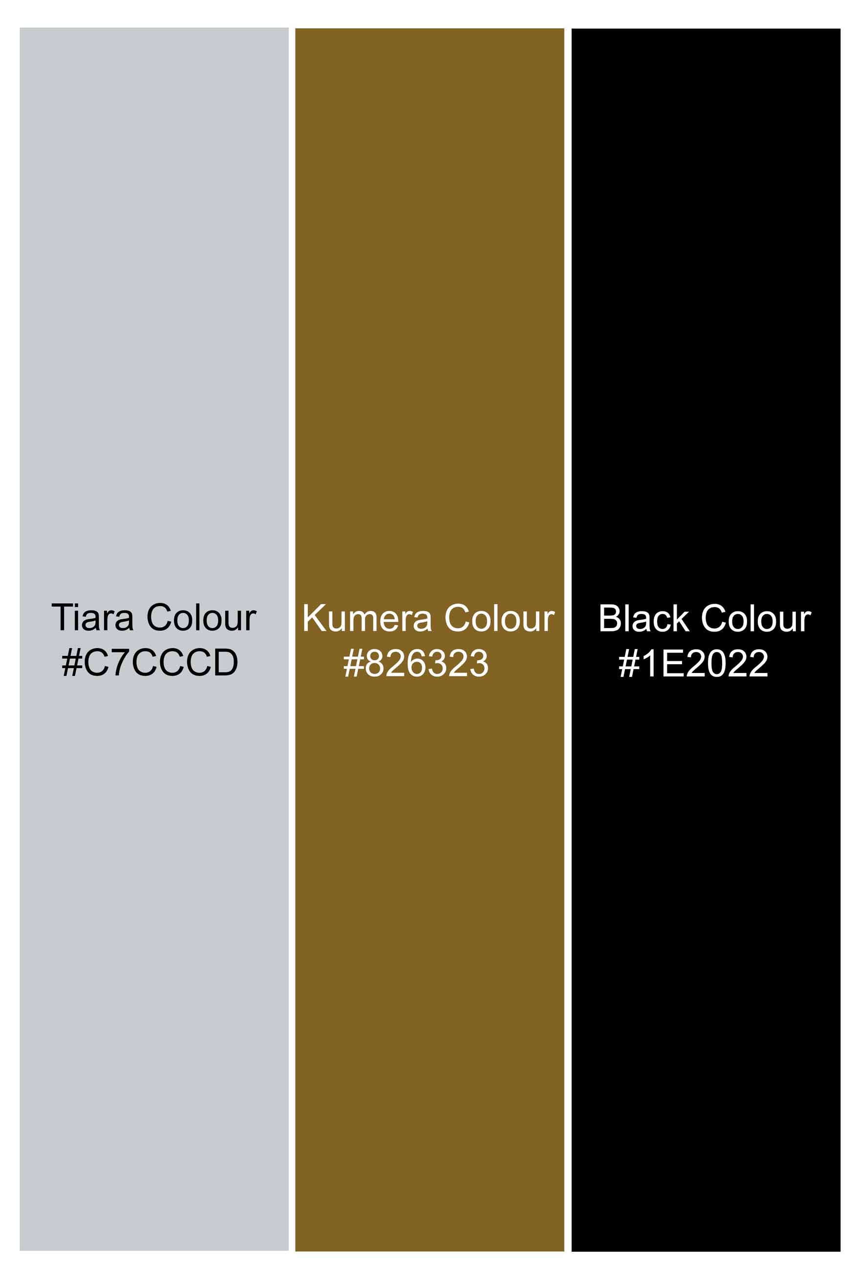 Jade Black with Tiara Gray and Kumera Brown Printed Subtle Sheen Super Soft Premium Cotton Shirt