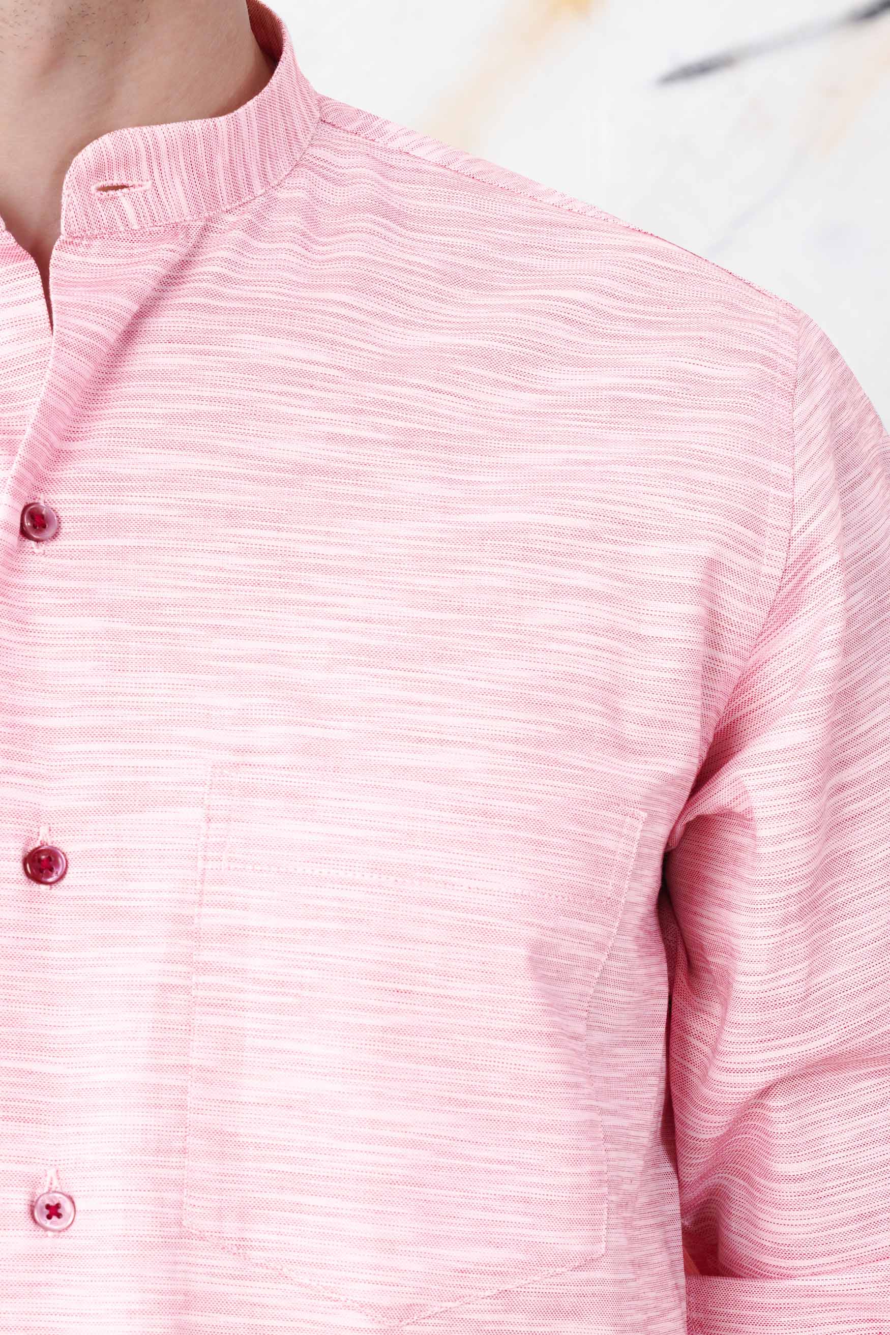 Taffy Pink and White Dobby Textured Premium Giza Cotton Shirt