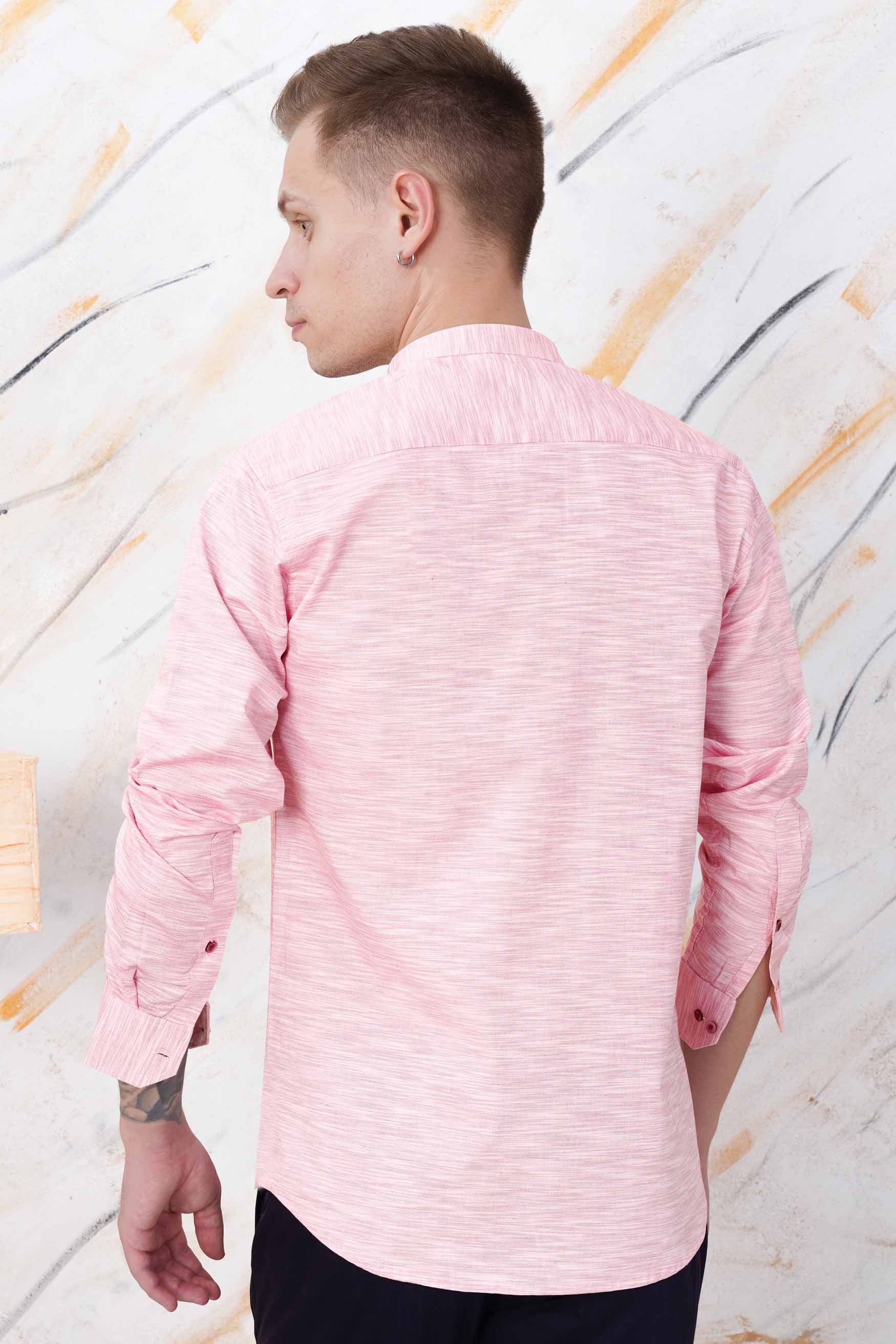 Taffy Pink and White Dobby Textured Premium Giza Cotton Shirt