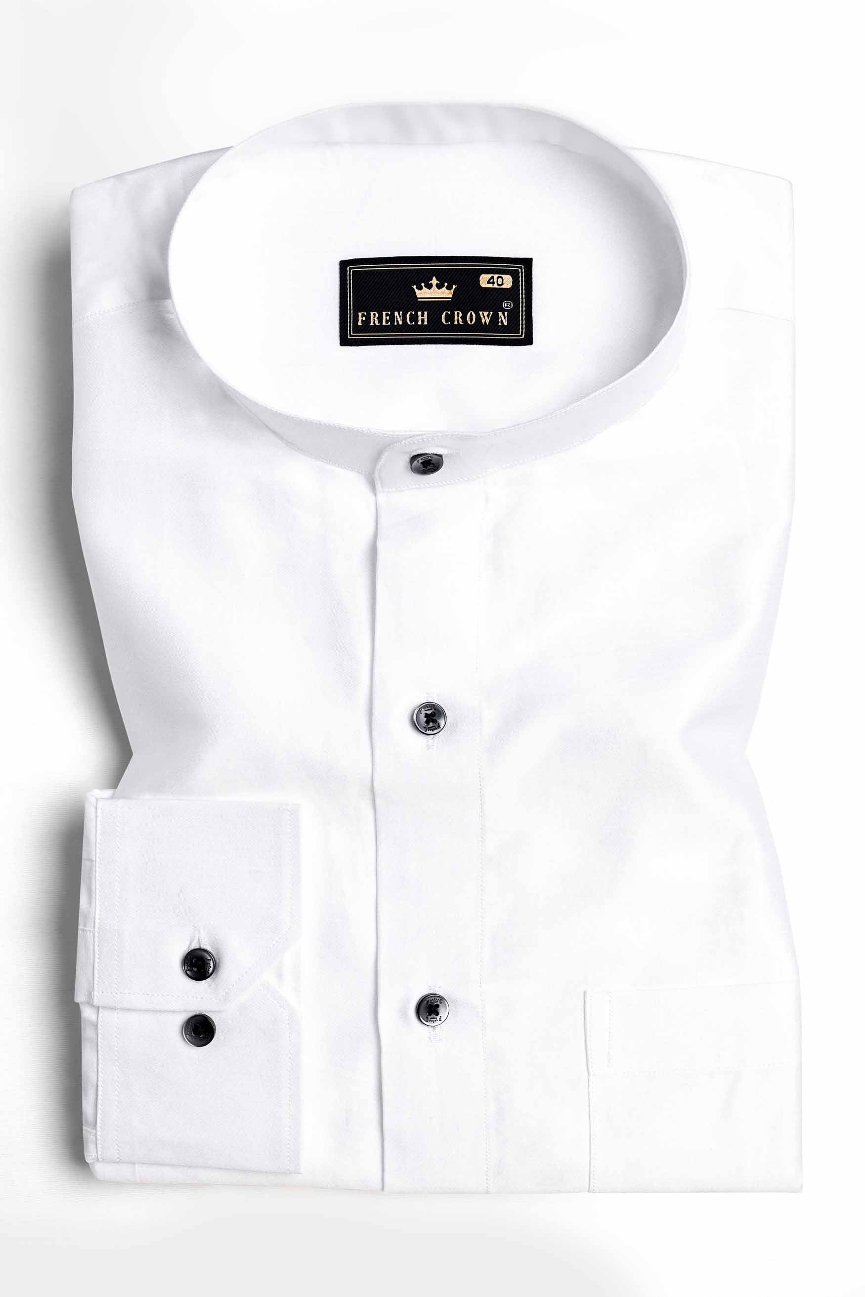 Bright White and Black Printed Subtle Sheen Super Soft Premium Cotton Shirt