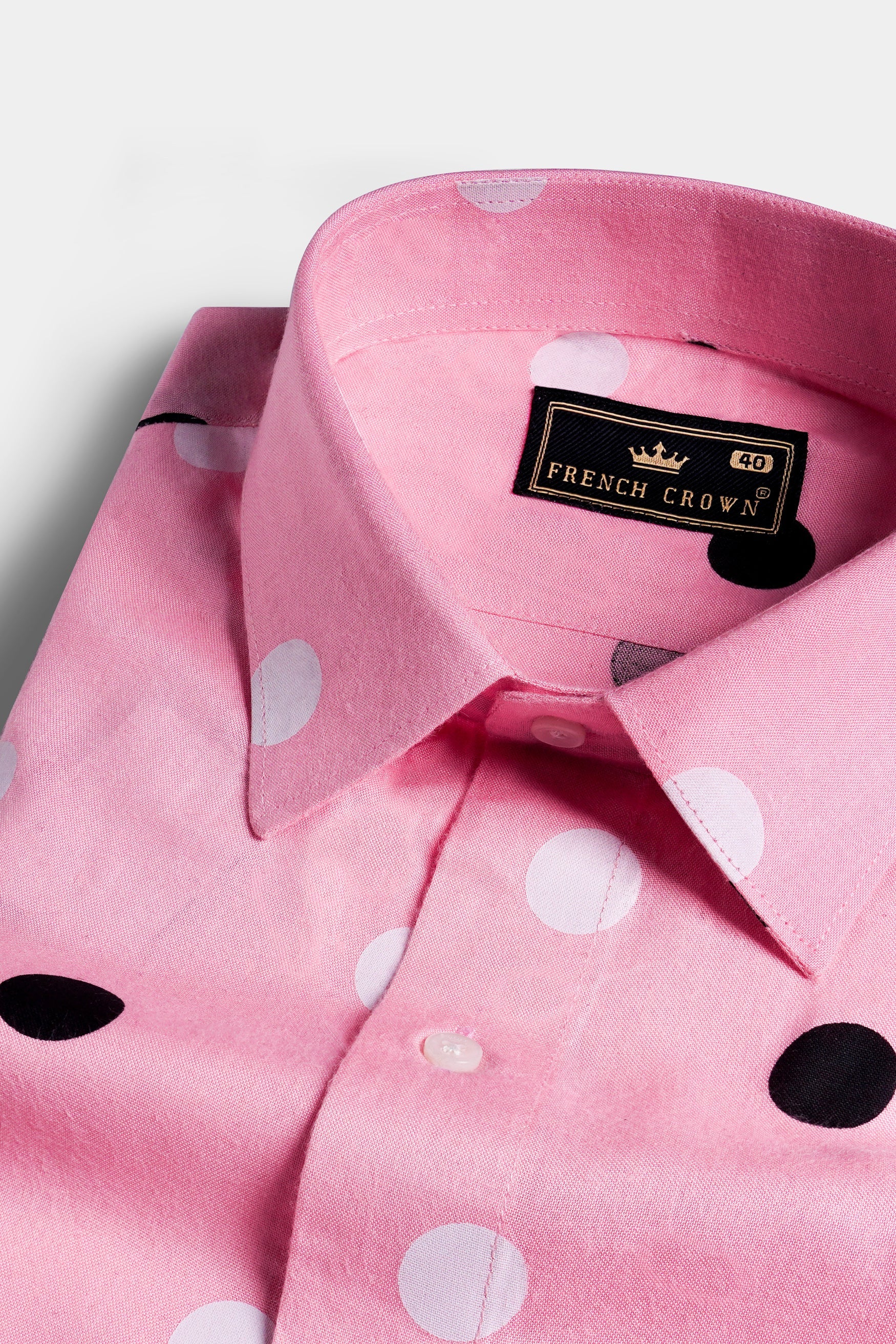 Cadillac Pink with Black and White Polka-Dotted Premium Tencel Shirt 11674-P433-38, 11674-P433-H-38, 11674-P433-39, 11674-P433-H-39, 11674-P433-40, 11674-P433-H-40, 11674-P433-42, 11674-P433-H-42, 11674-P433-44, 11674-P433-H-44, 11674-P433-46, 11674-P433-H-46, 11674-P433-48, 11674-P433-H-48, 11674-P433-50, 11674-P433-H-50, 11674-P433-52, 11674-P433-H-52