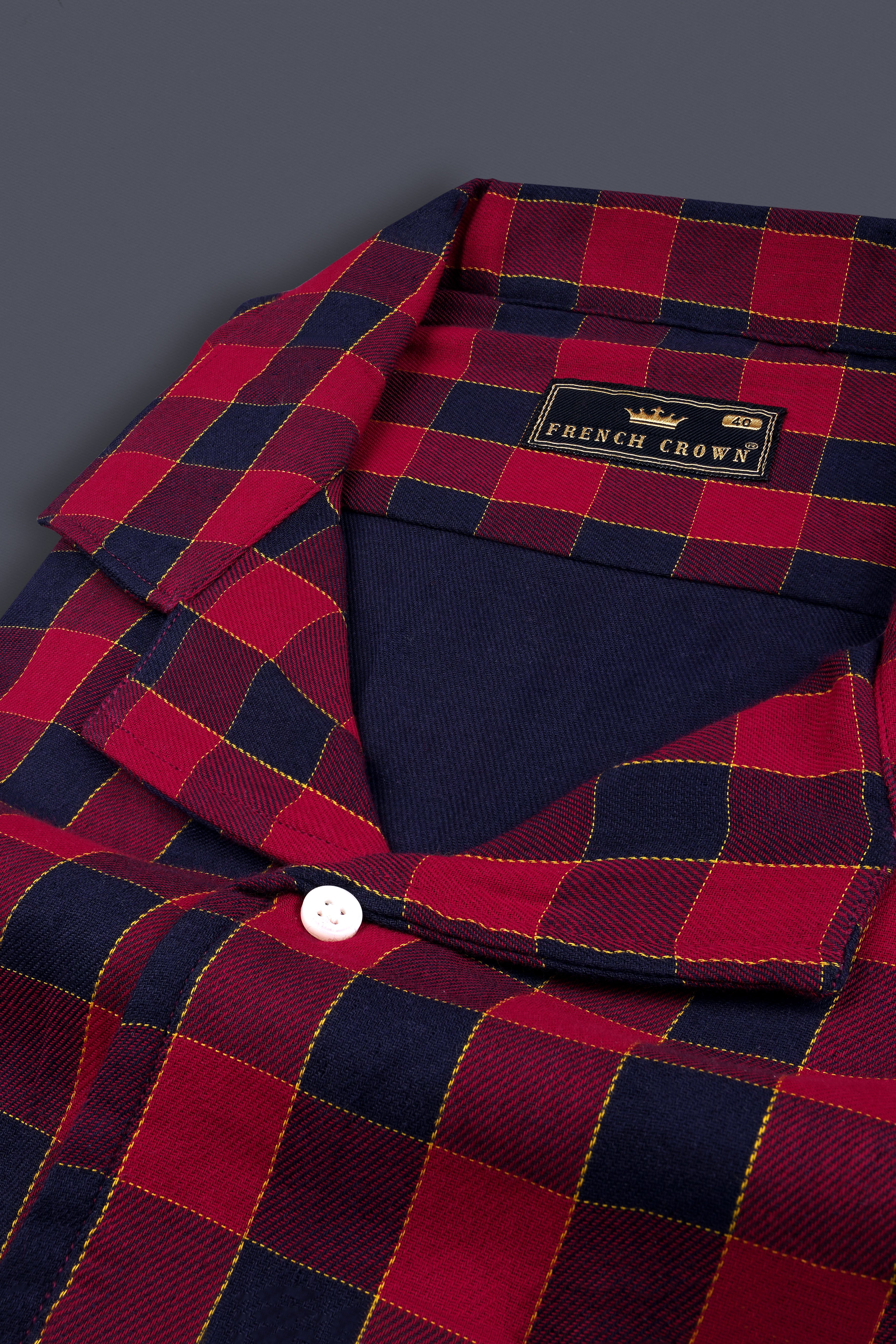 Shiraz Red and Haiti Blue Twill Checkered Premium Cotton Shirt