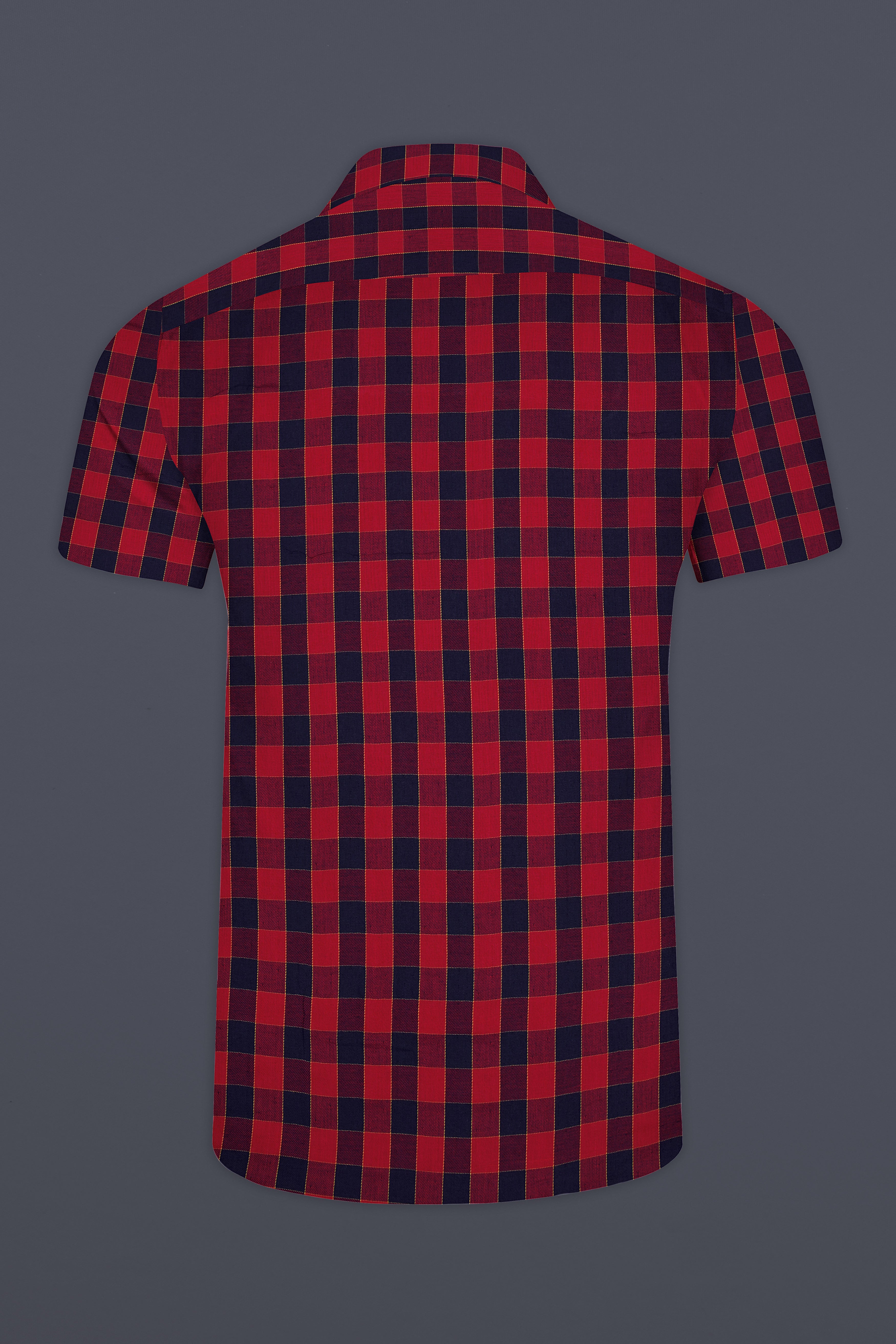 Shiraz Red and Haiti Blue Twill Checkered Premium Cotton Shirt